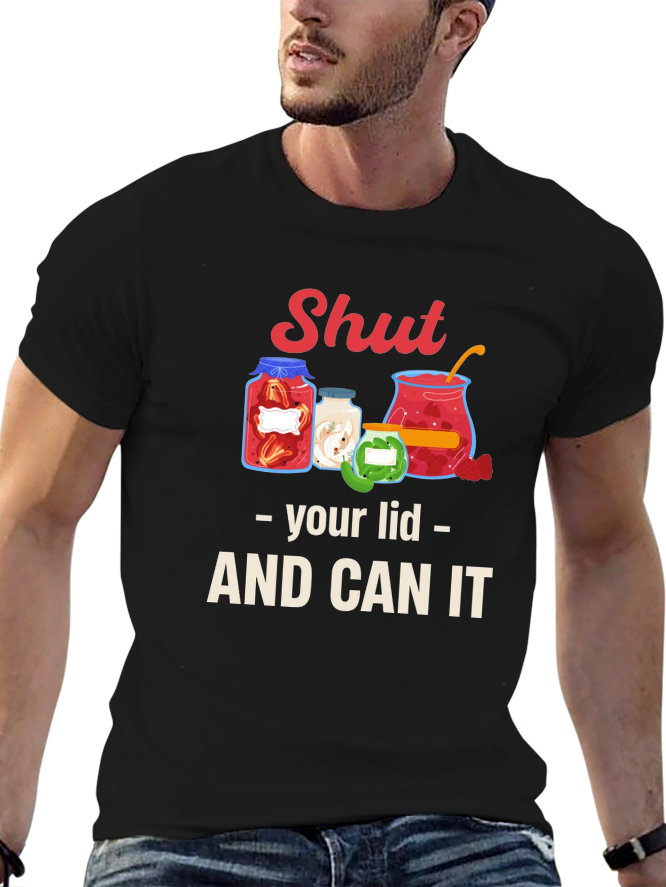 Black Shut Your Lid and Can It Graphic Tee view 6
