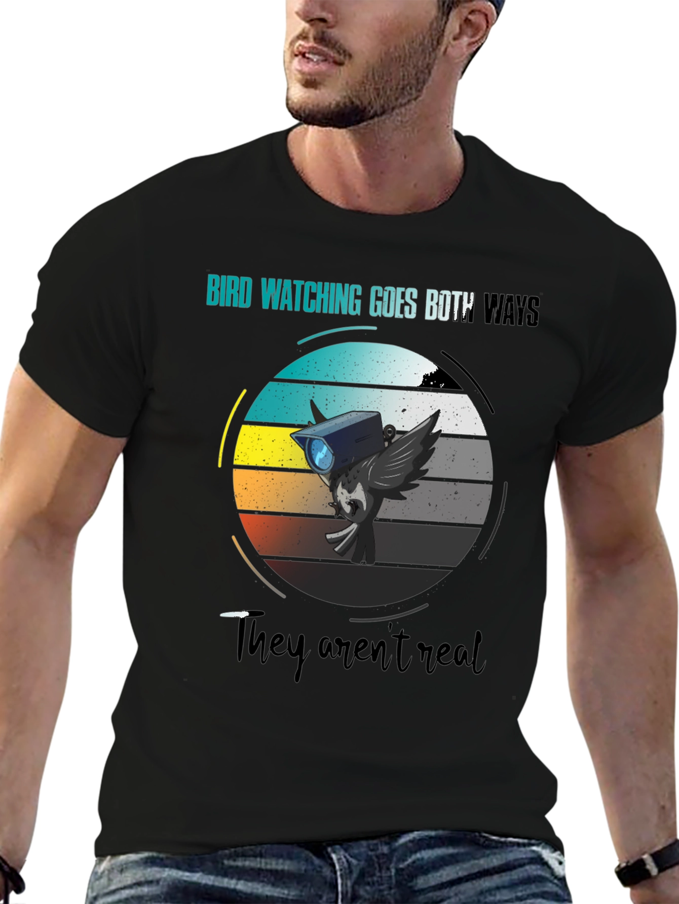 Black Bird Watching Goes Both Ways Graphic Tee view 6