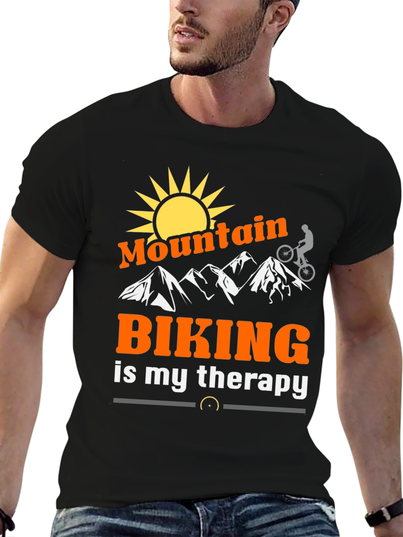 Black Mountain Biking Therapy T-Shirt view 6