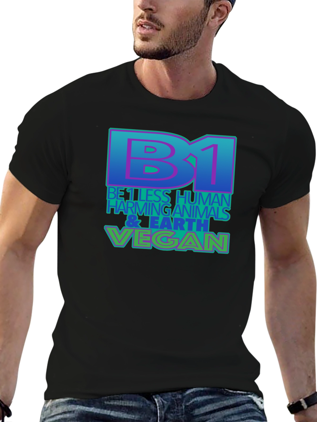 Black Be 1 Vegan T-Shirt - Black, Eco-Friendly view 6