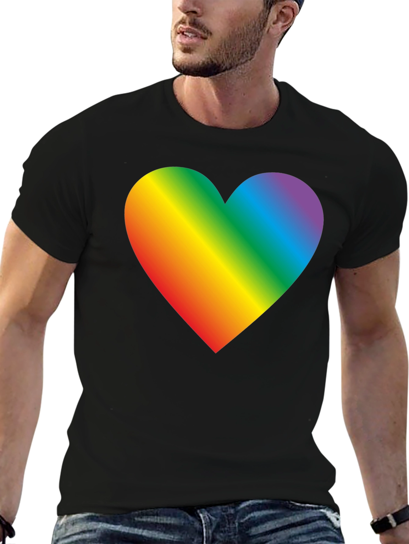Black Rainbow Heart Graphic Tee - Pride & Love view 6
