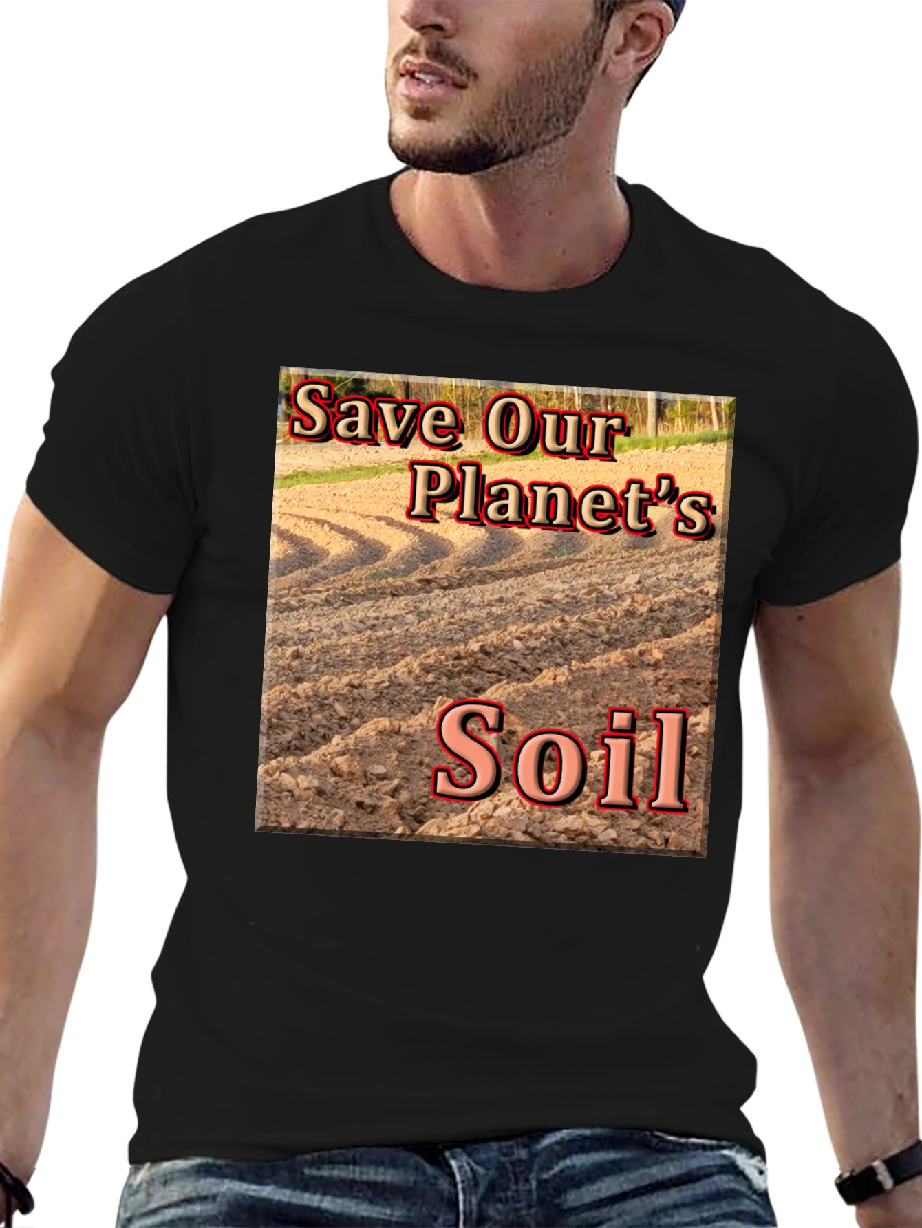 Black Save Our Planet's Soil T-Shirt view 6