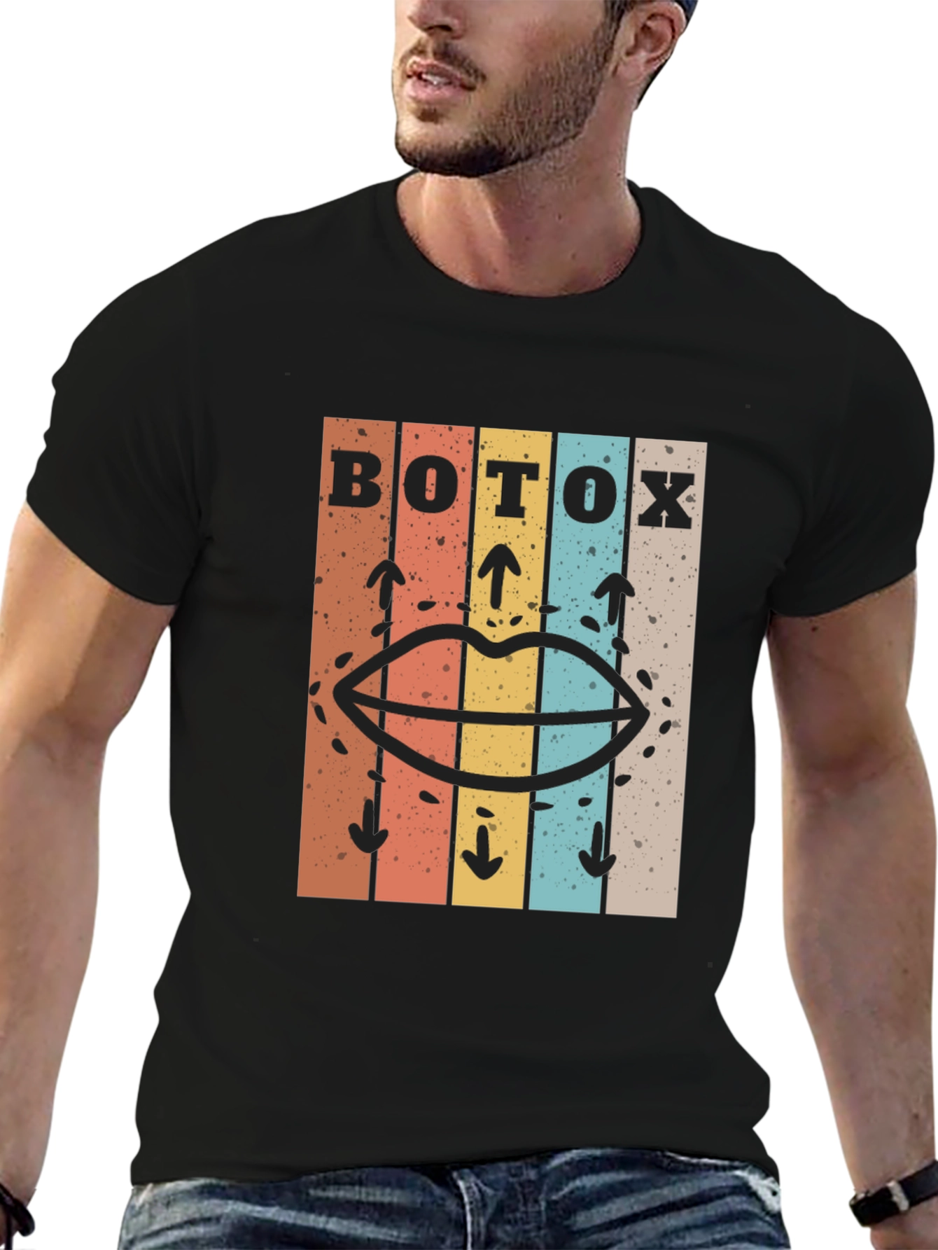 Black Retro Botox Graphic Tee - Unisex Cotton T-Shirt view 6