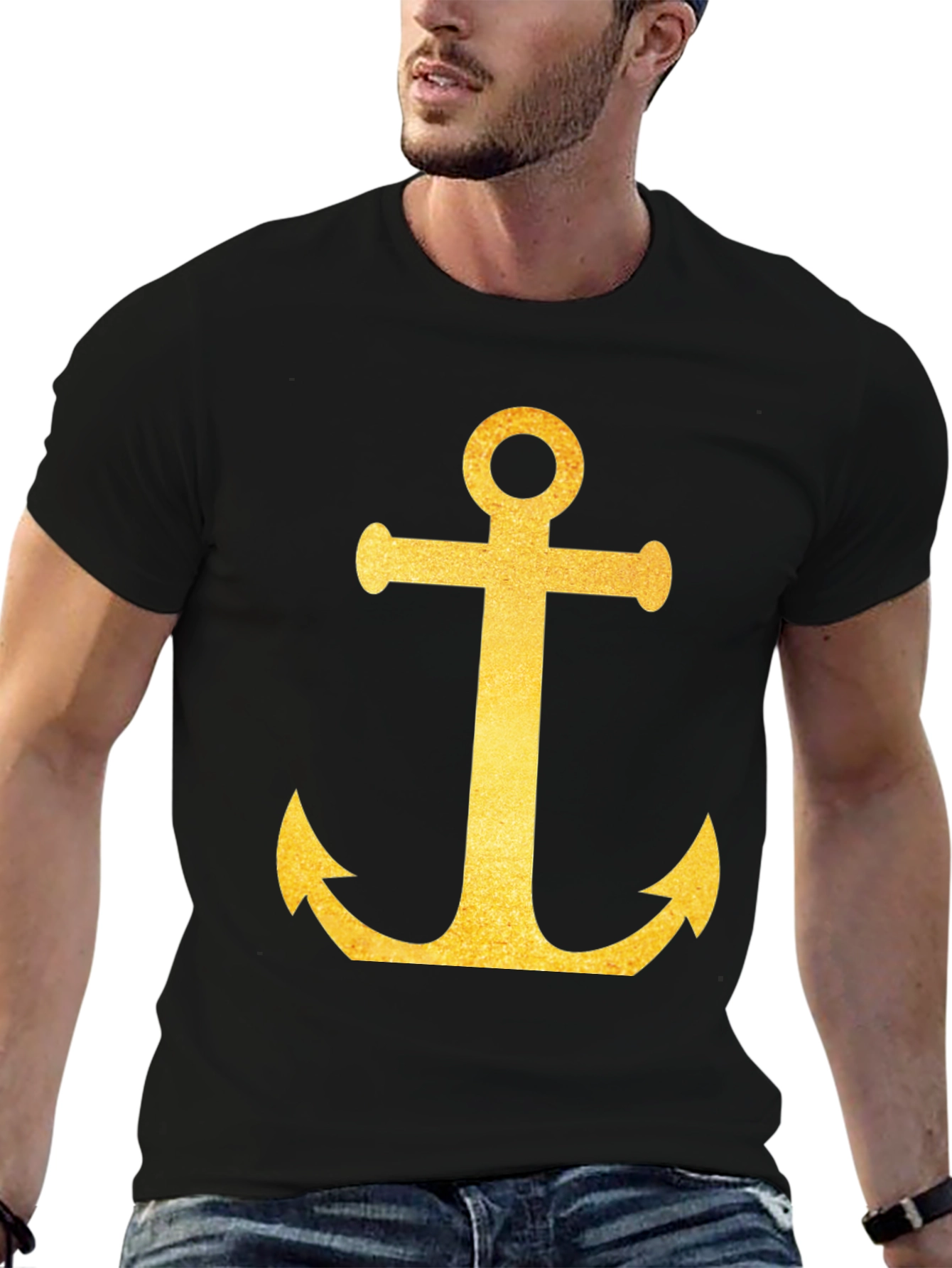 Black Golden Anchor Black T-Shirt view 6