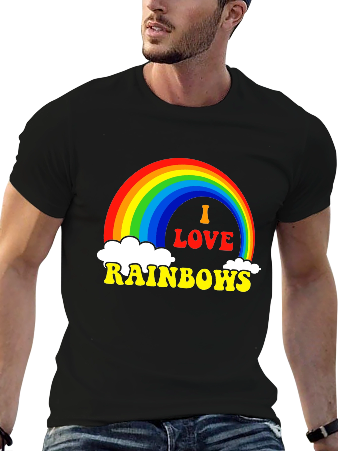 Black I Love Rainbows Graphic Tee - Black Pride T-Shirt view 6