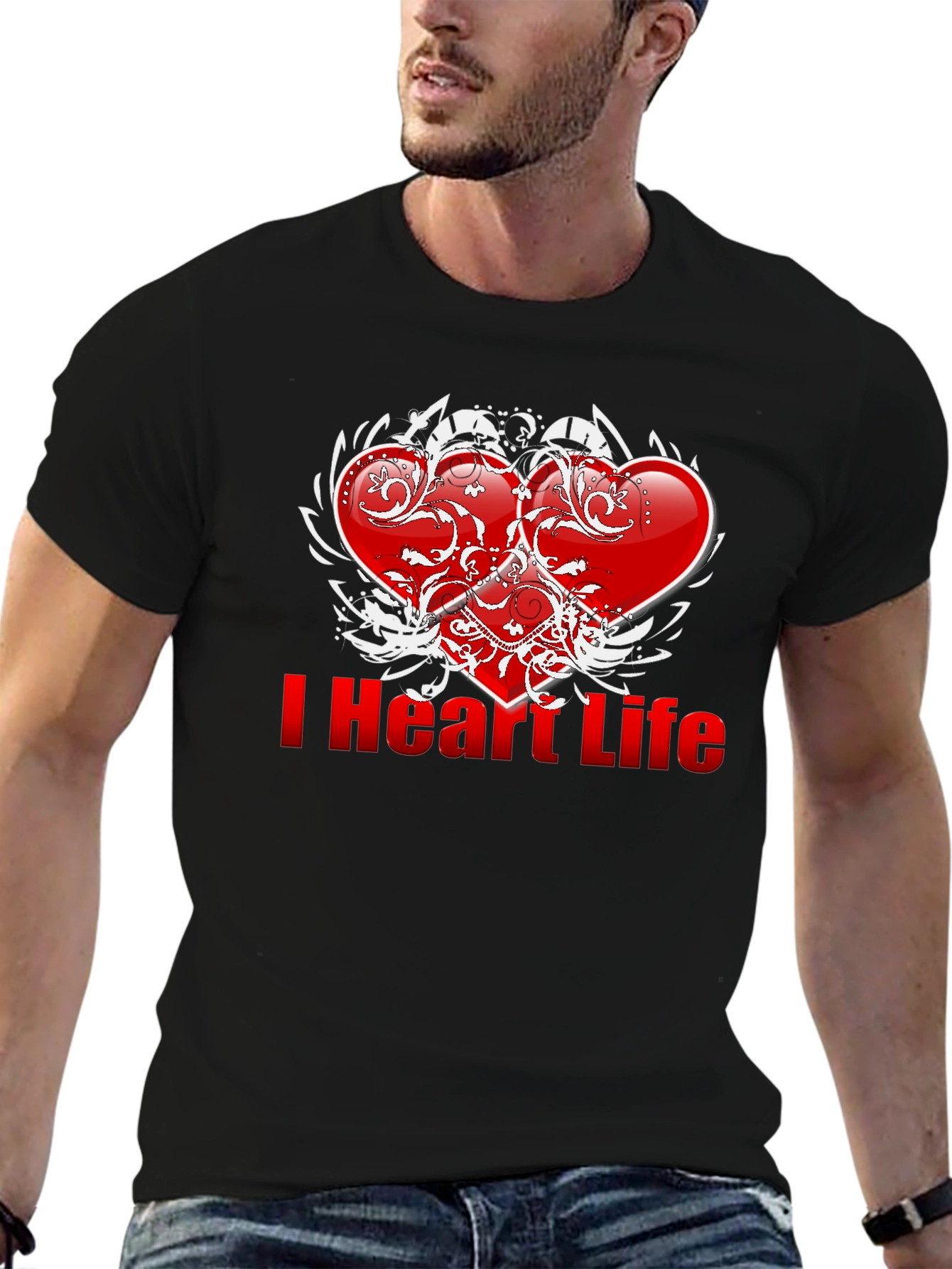 Black I Heart Life Graphic T-Shirt - Black view 6