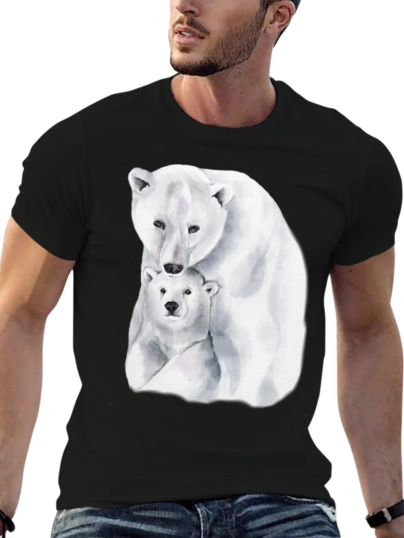 Black Polar Bear Graphic Tee - Black view 6