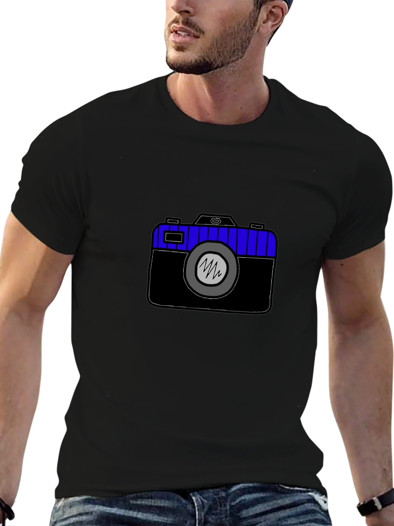 Black Camera Graphic Tee - Black Unisex T-Shirt view 6