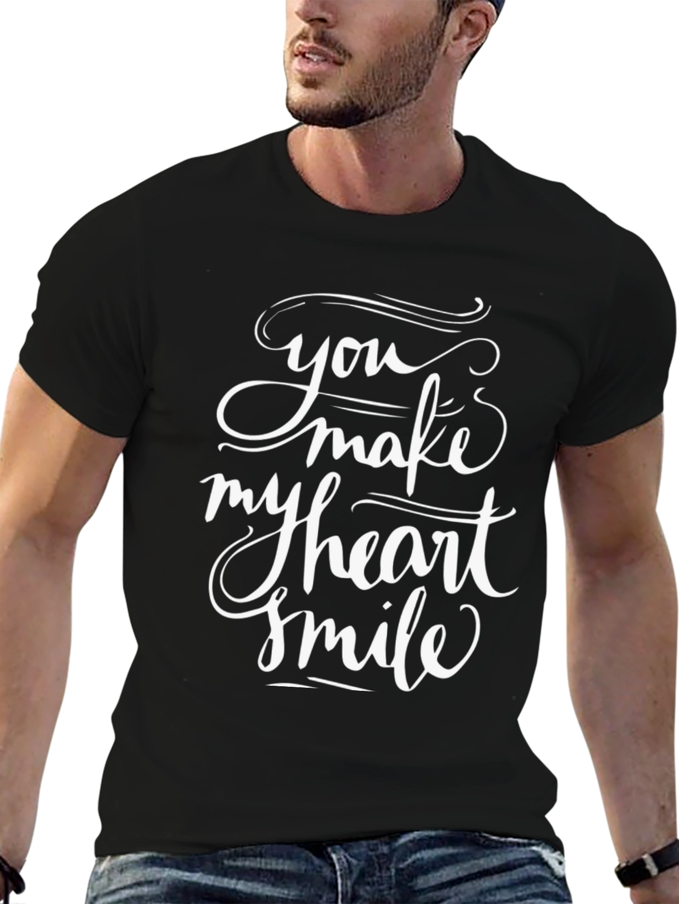 Black You Make My Heart Smile Graphic T-Shirt view 6