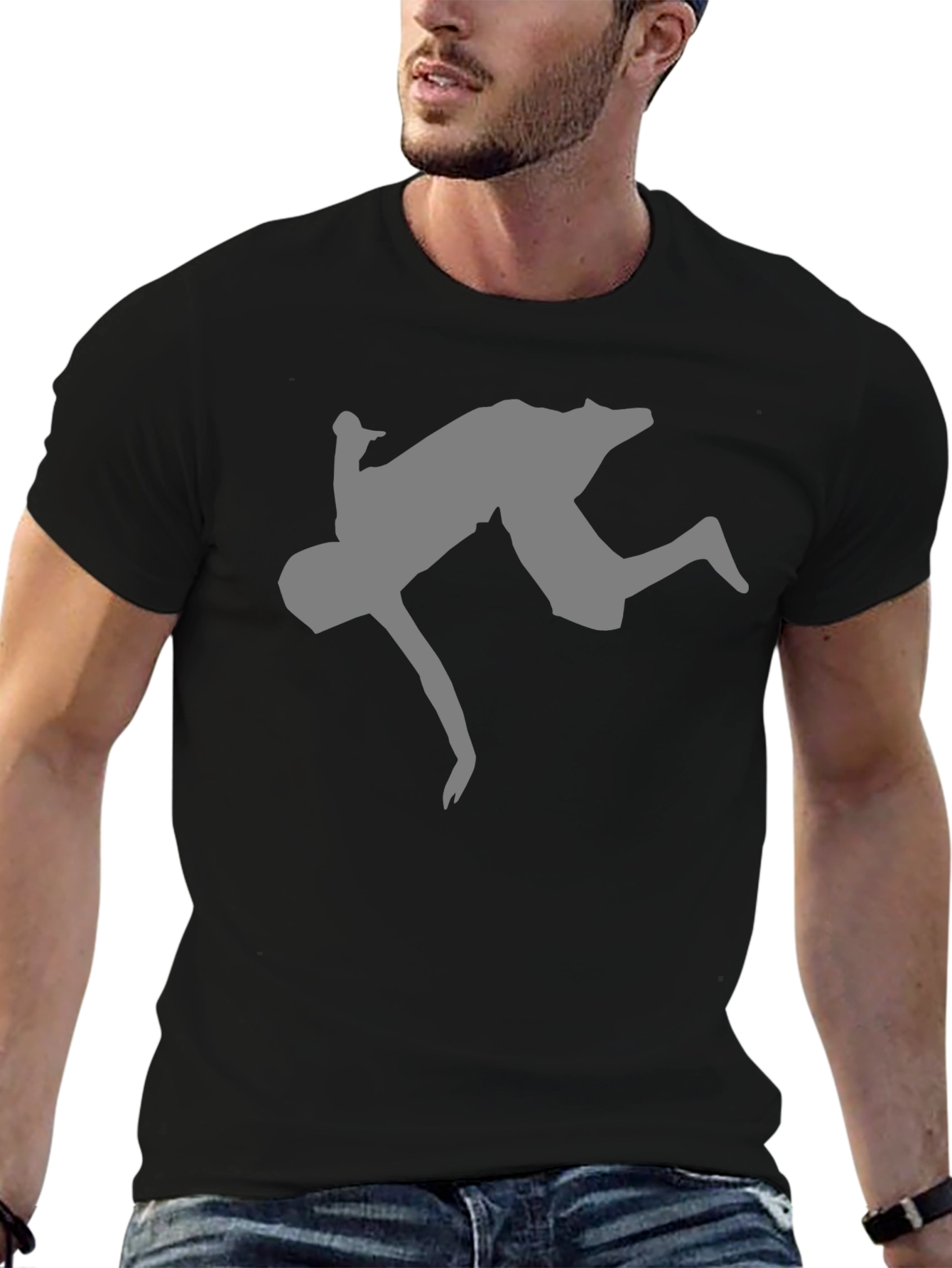 Black Parkour Silhouette Black T-Shirt view 6