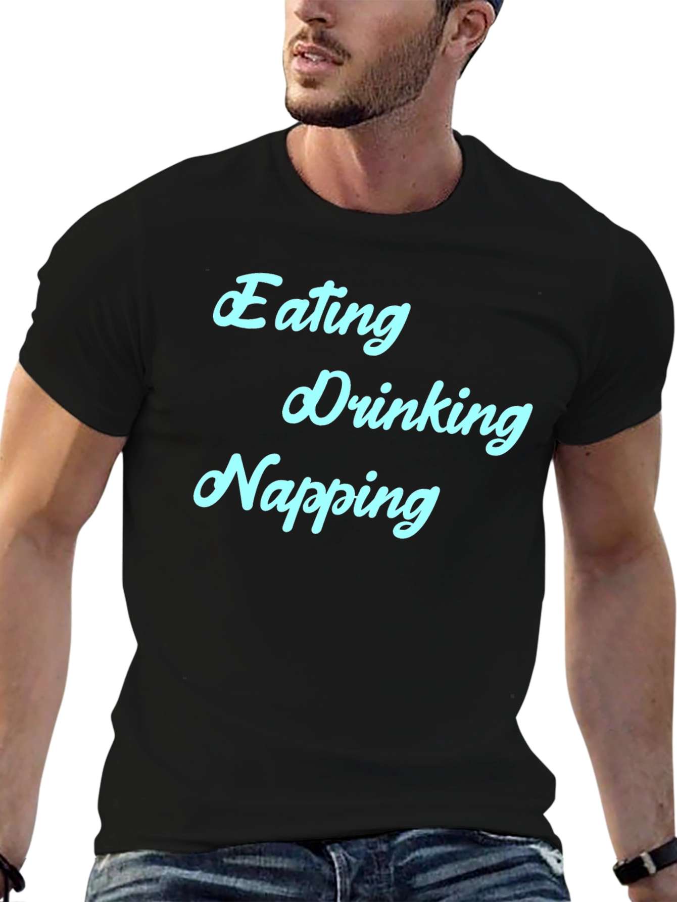 Black Eating Drinking Napping T-Shirt view 6