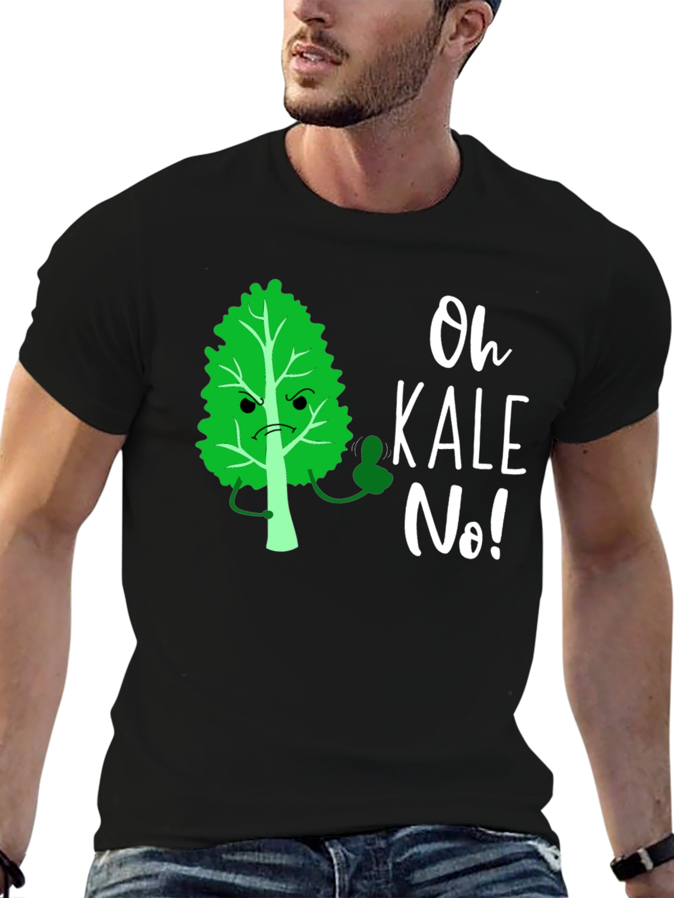 Black Oh Kale No! Funny Graphic T-Shirt view 6