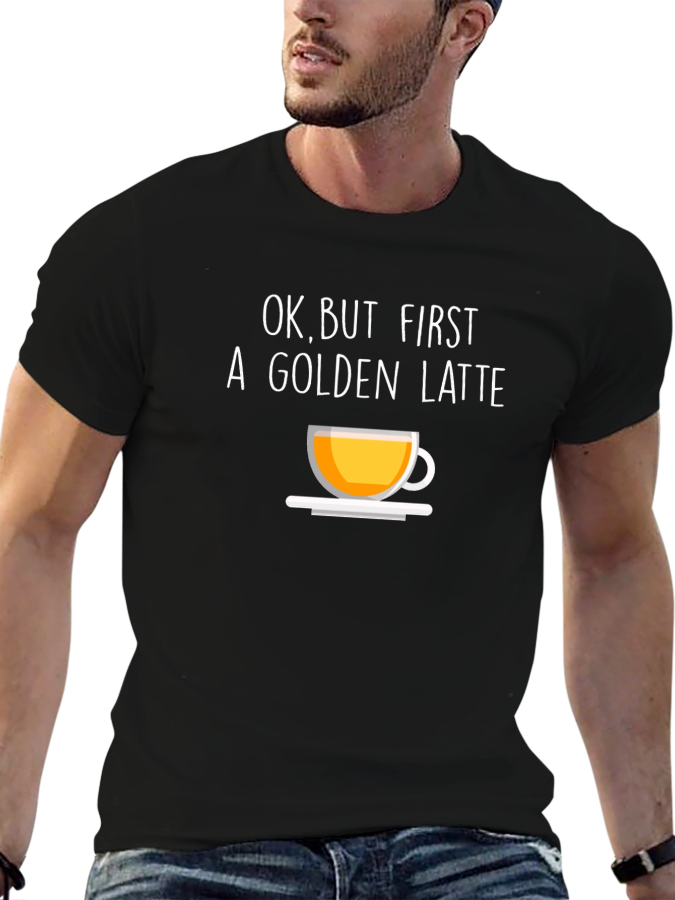 Black Golden Latte Graphic Tee - Coffee Lover Shirt view 6