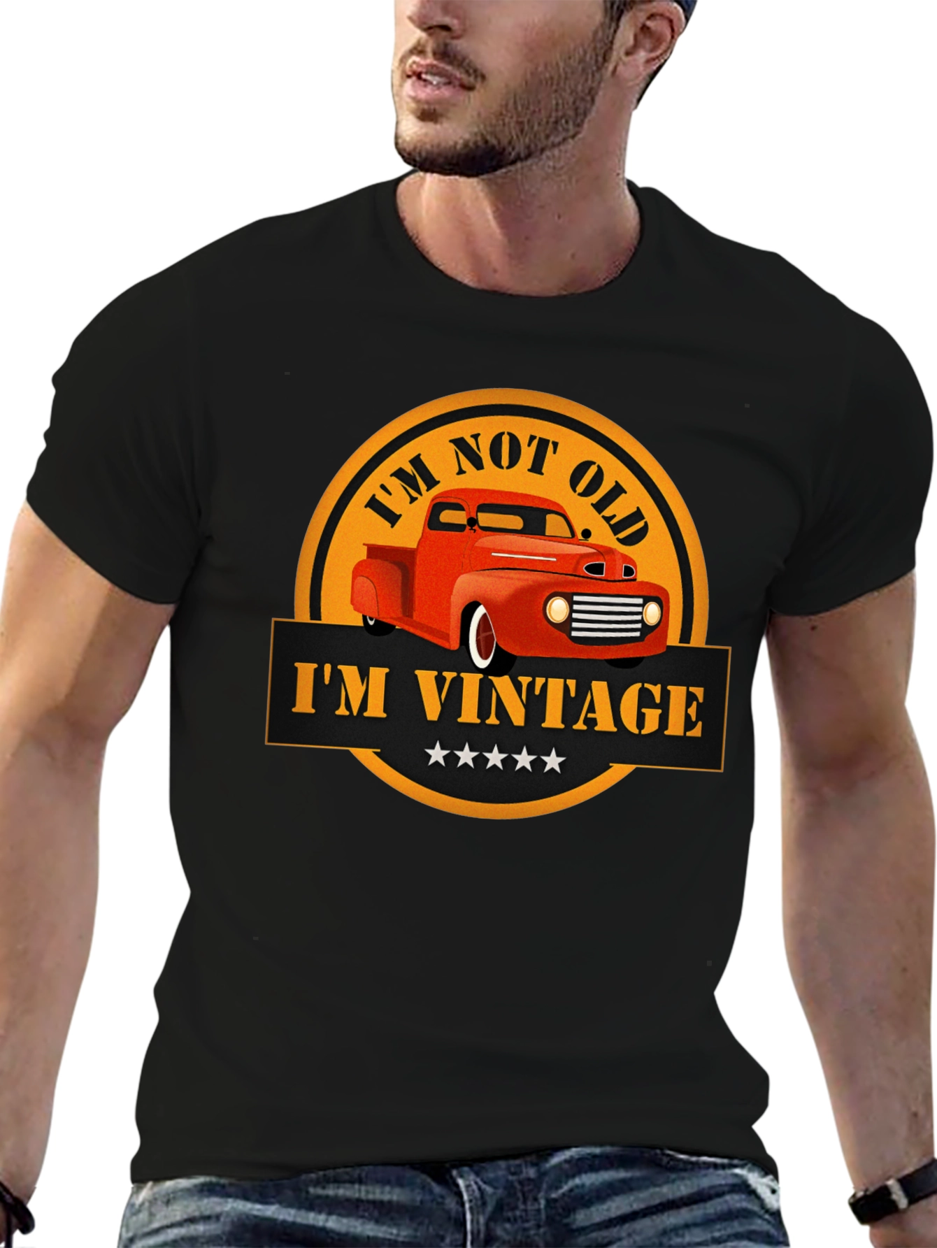 Black Vintage Car Graphic T-Shirt -  'I'm Not Old I'm Vintage' view 6