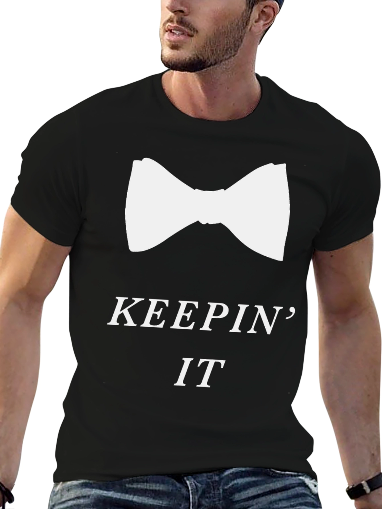 Black Keeping It Classy Bow Tie T-Shirt view 6
