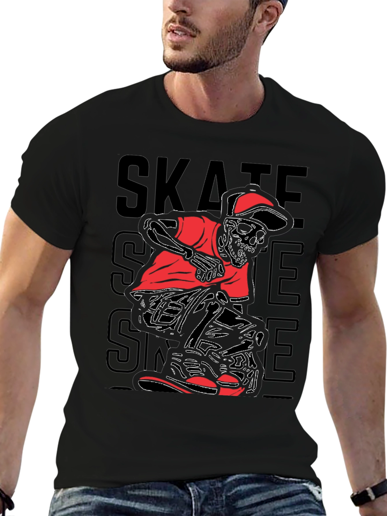 Black Skate Skeleton Graphic Tee - Edgy Style view 6