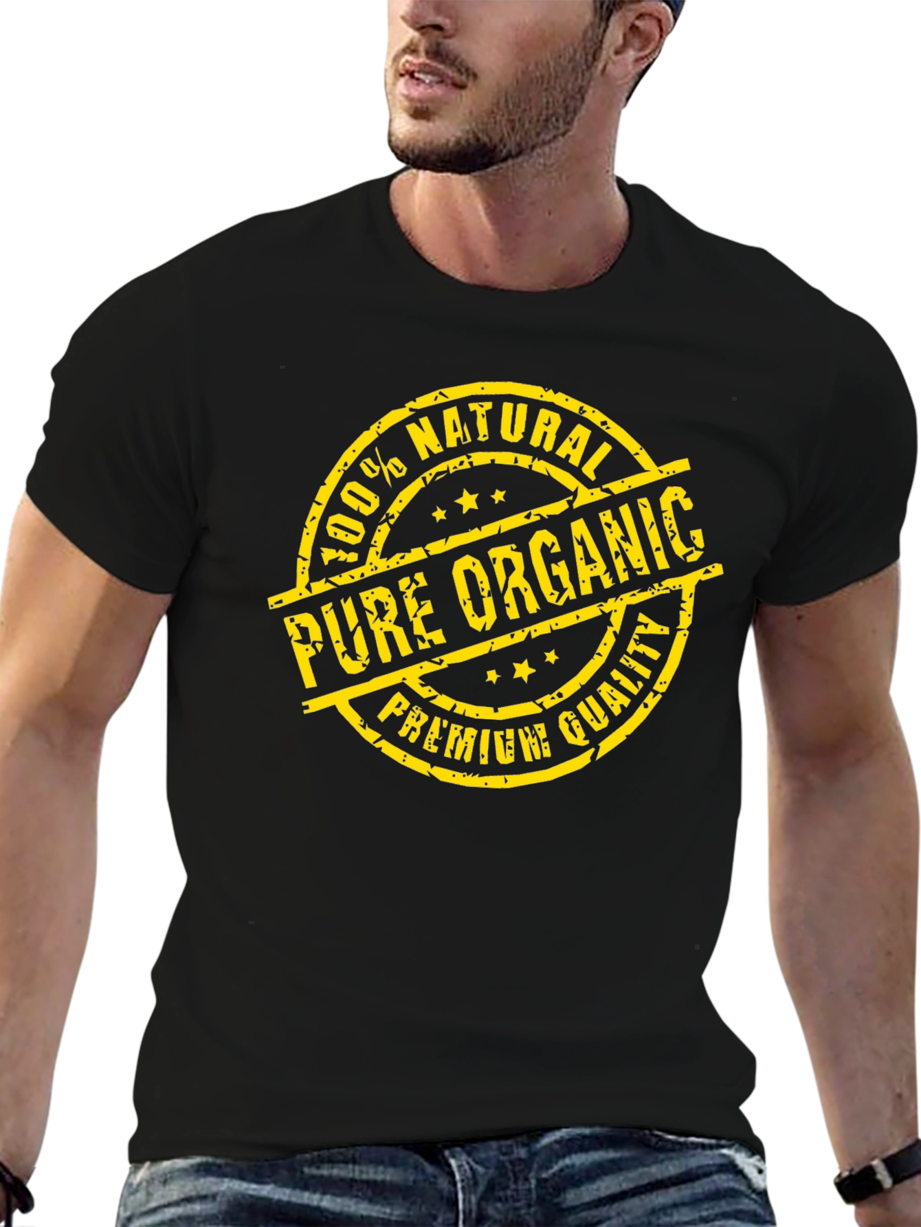 Black 100% Natural Pure Organic Premium Quality Black T-Shirt view 6