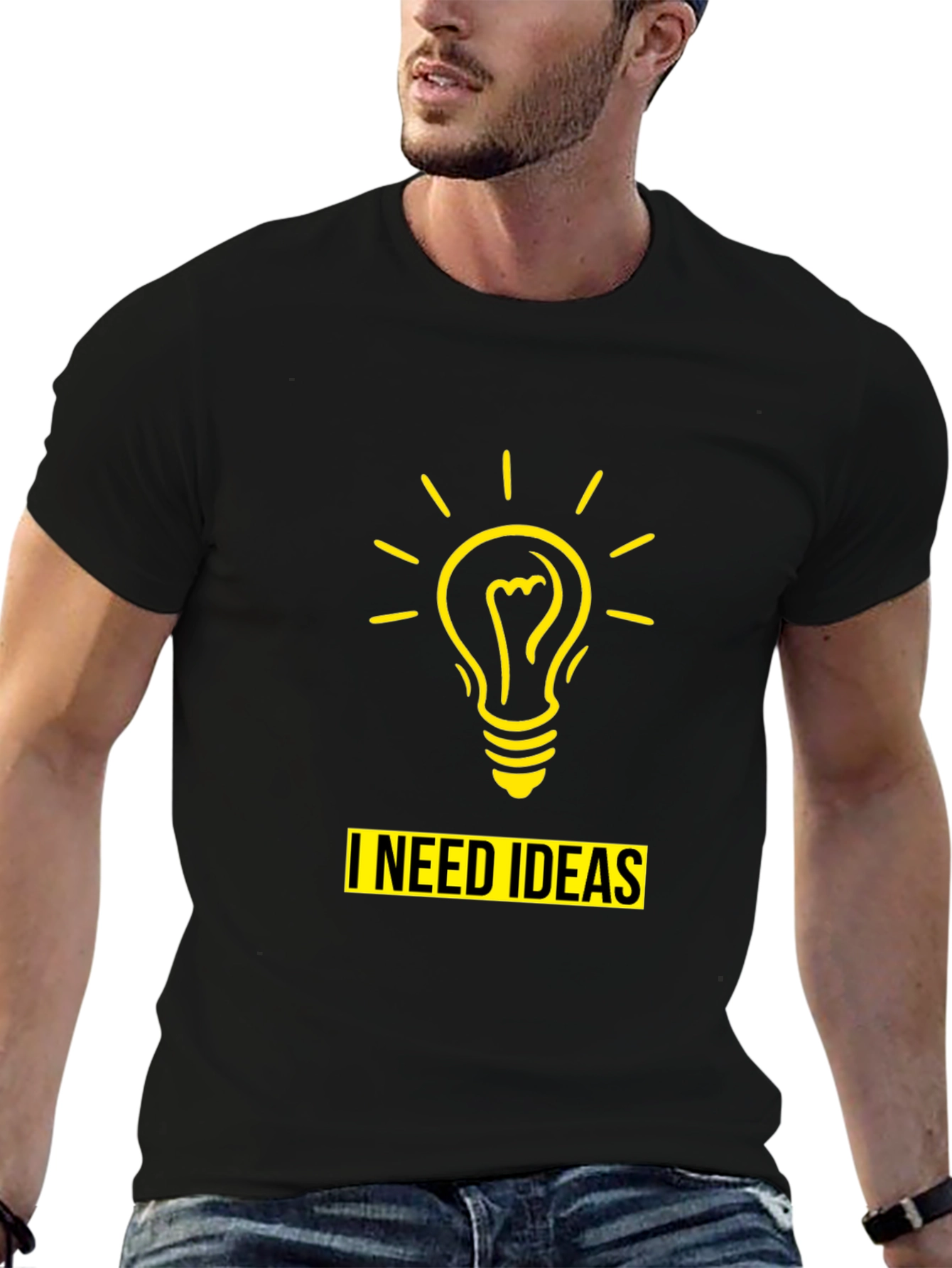 Black I Need Ideas T-Shirt - Mens Black Novelty Tee view 6