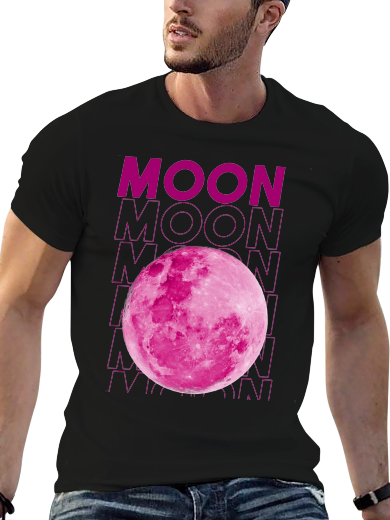 Black Pink Moon Graphic T-Shirt - Soft Cotton Blend view 6