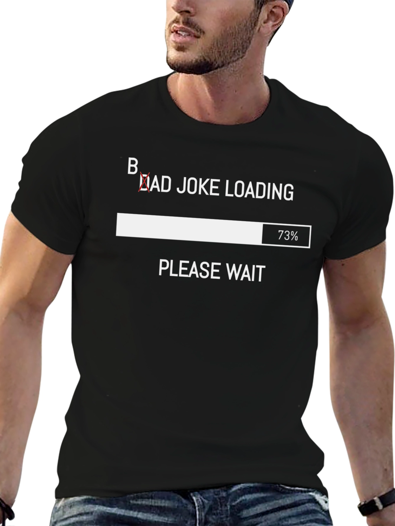 Black Dad Joke Loading T-Shirt - Funny Humor Tee view 6