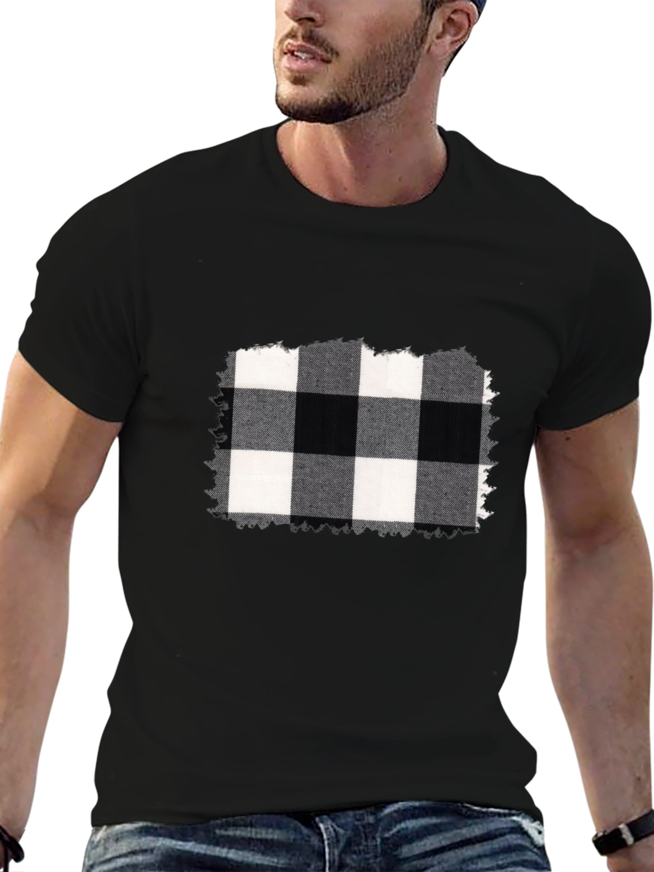 Black Buffalo Plaid Graphic Tee view 6