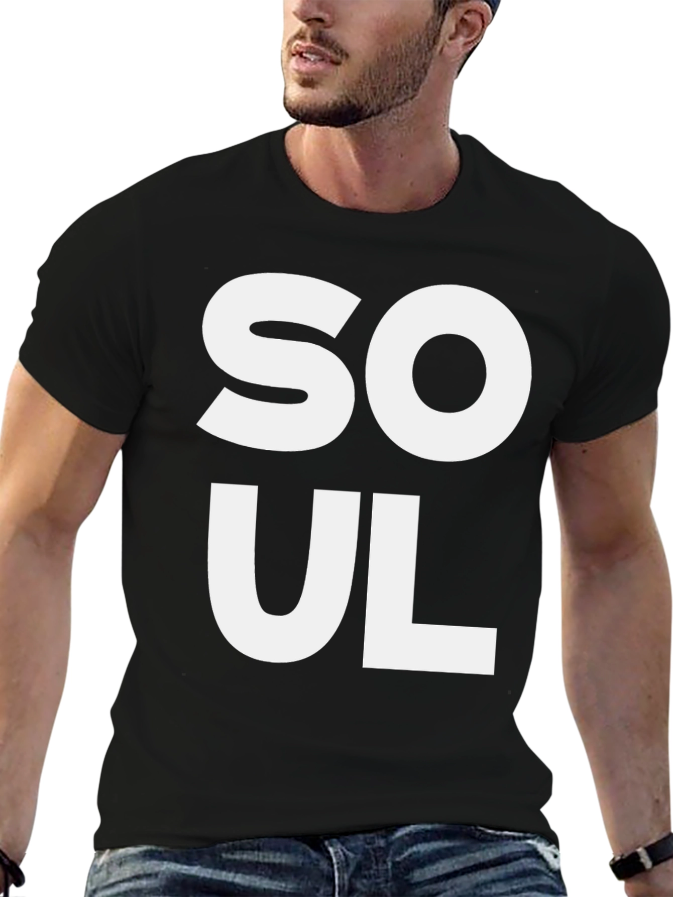 Black Soul Graphic Print Black T-Shirt view 6