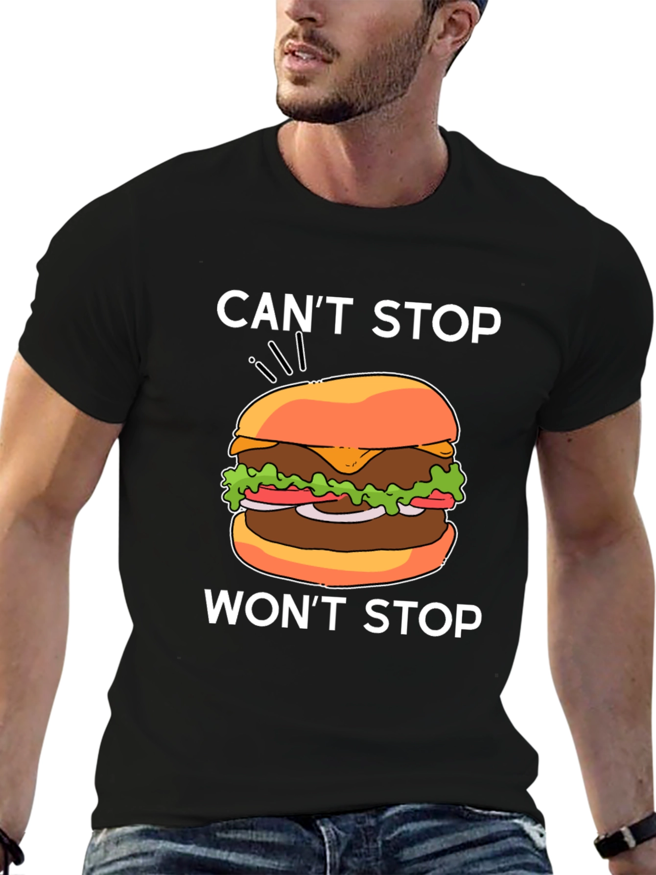 Black Can't Stop Won't Stop Burger Graphic Tee view 6