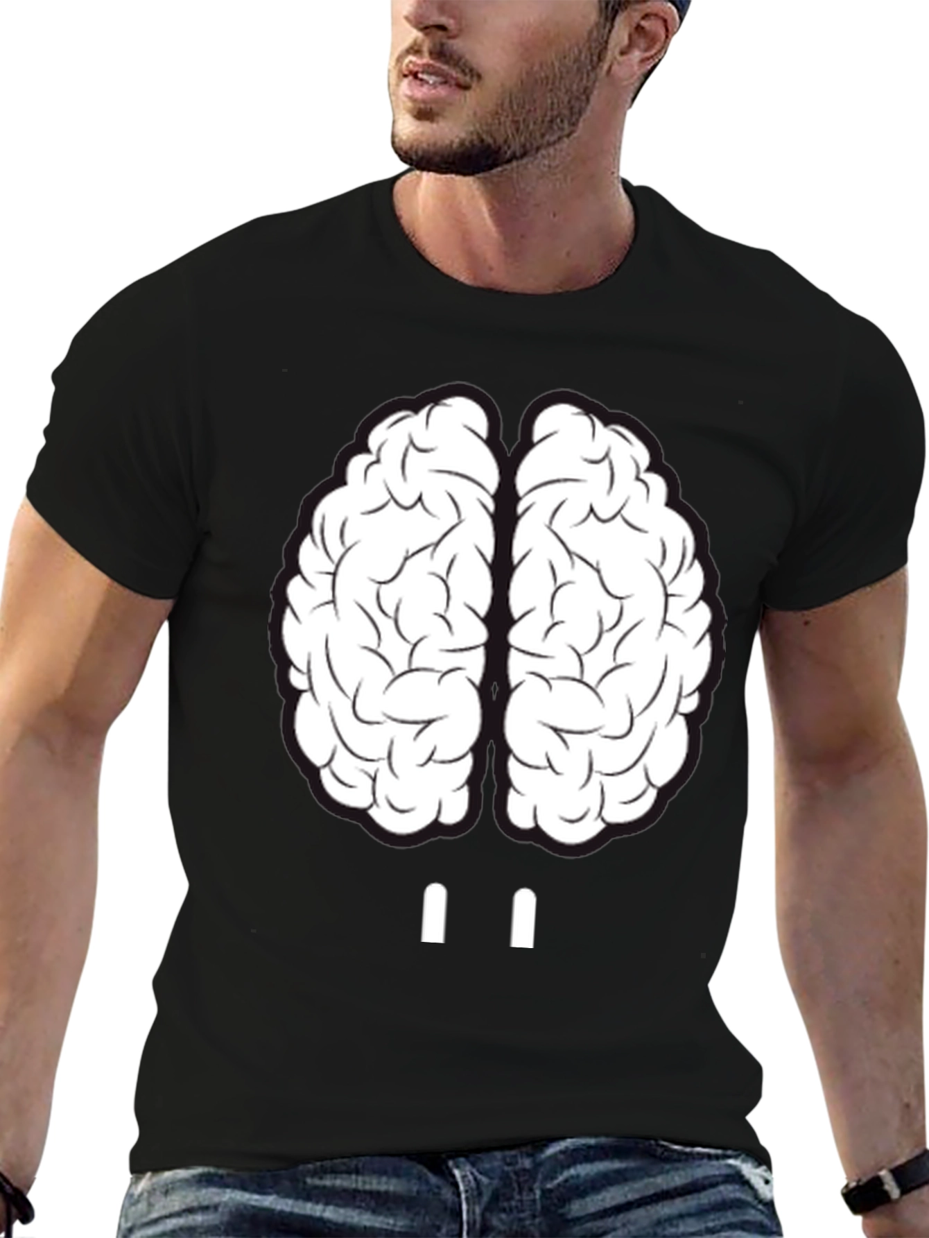 Black Brain Graphic Tee - Unisex Crew Neck T-Shirt view 6