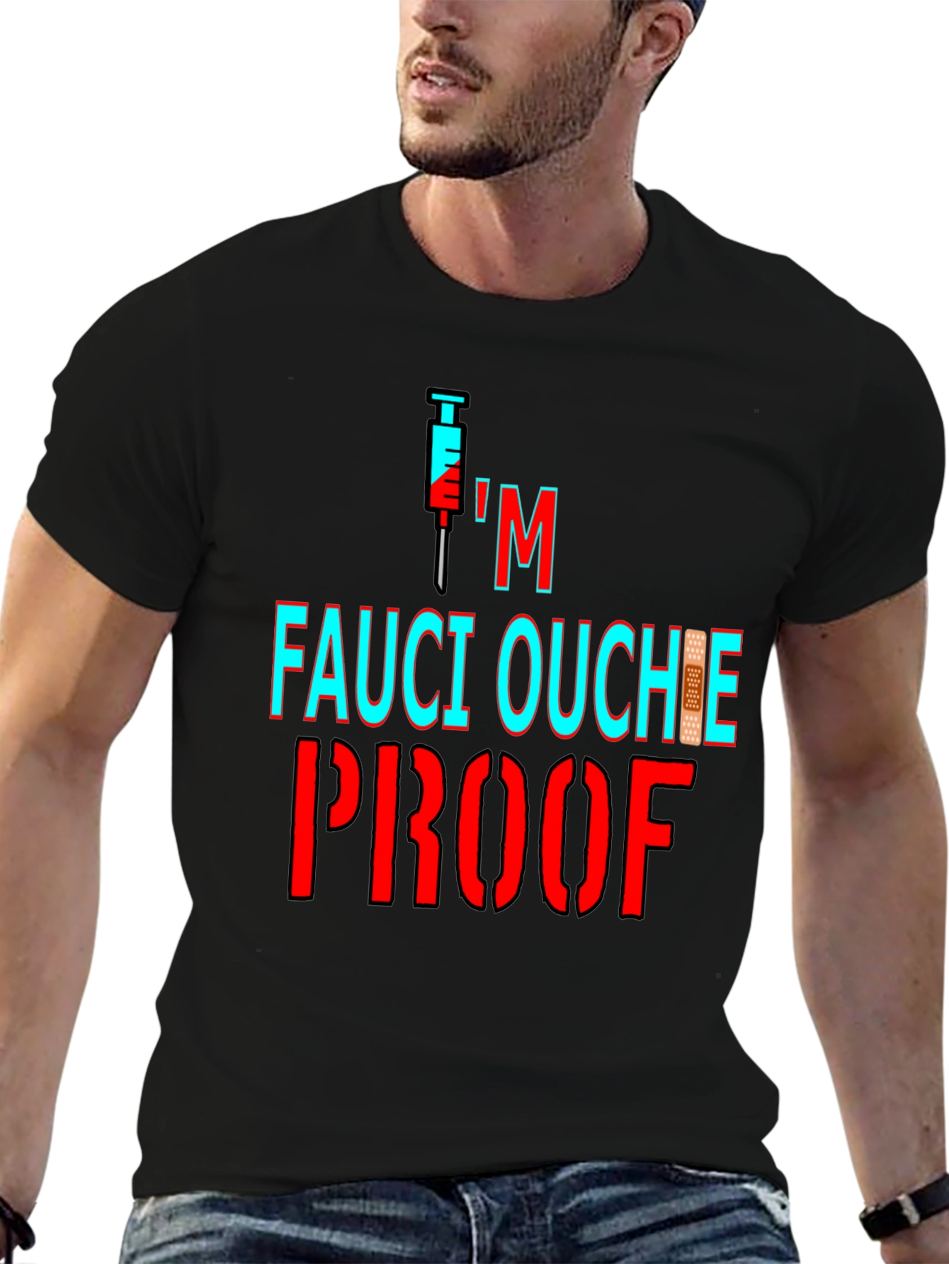 Black Fauci Ouchie Proof Graphic Tee - Black view 6