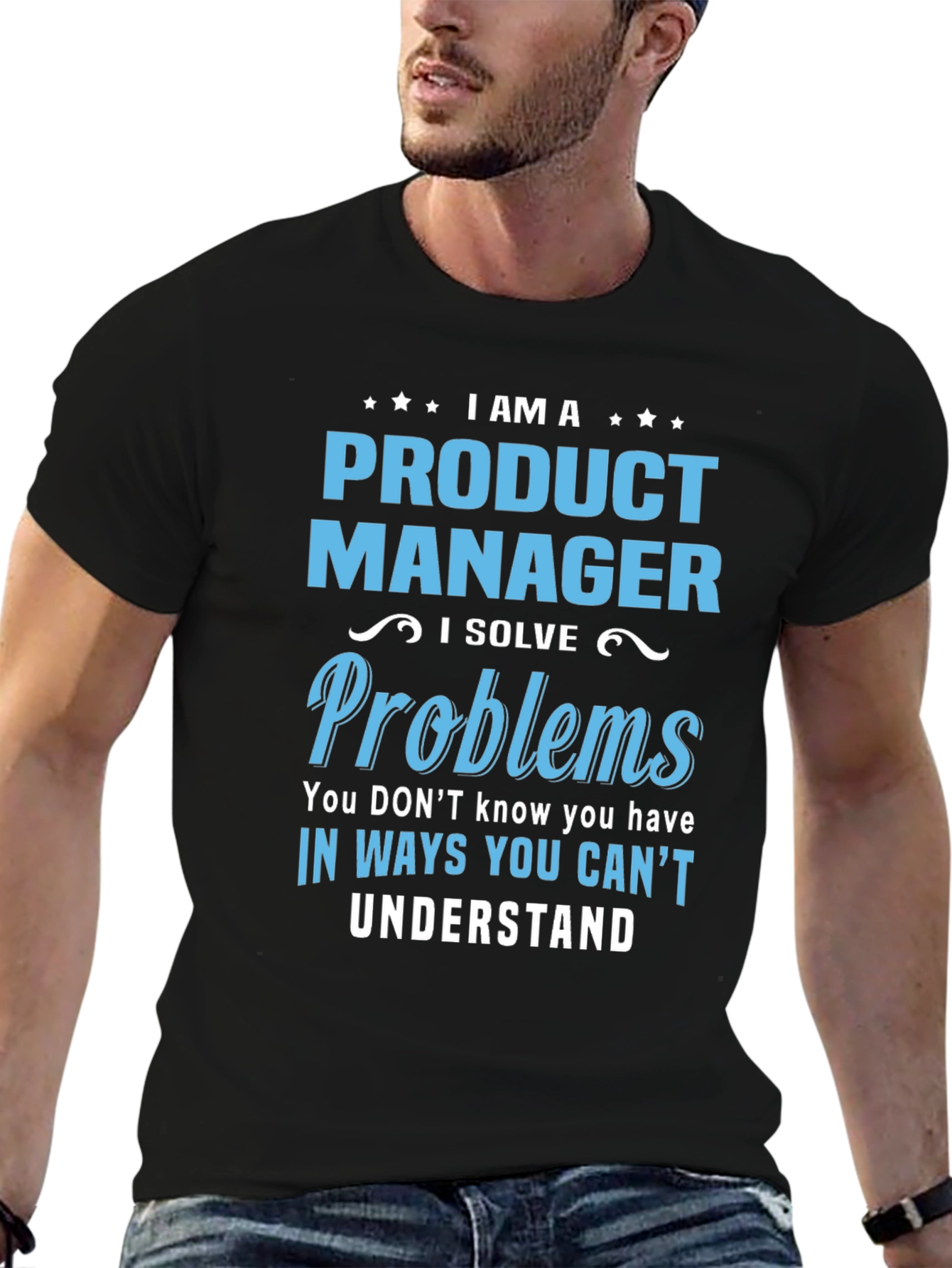 Black Product Manager Funny Job T-Shirt view 6