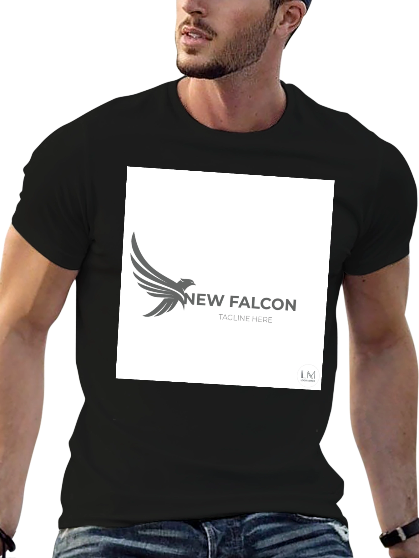 Black New Falcon Graphic Black T-Shirt view 6