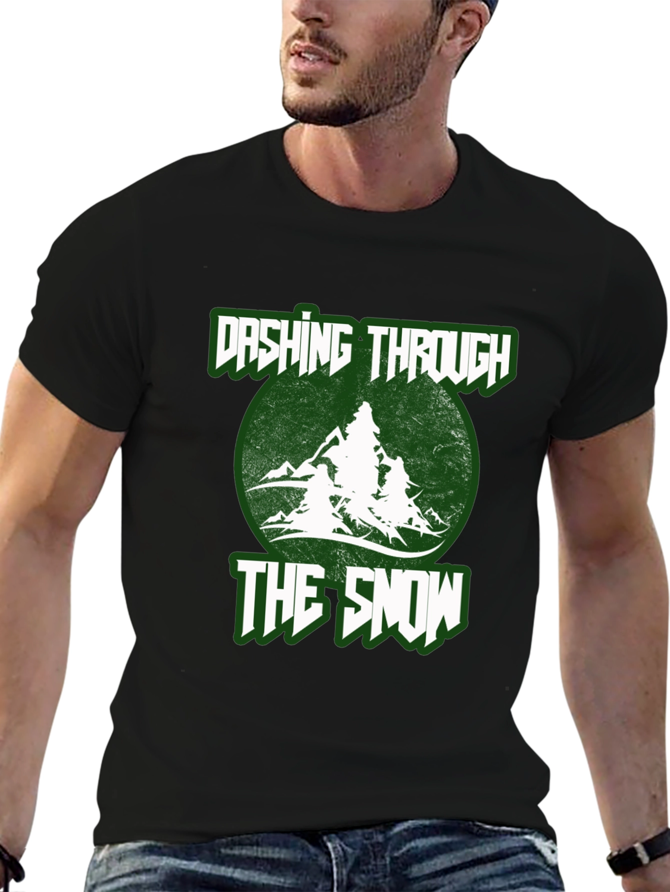 Black Dashing Through The Snow Holiday T-Shirt view 6