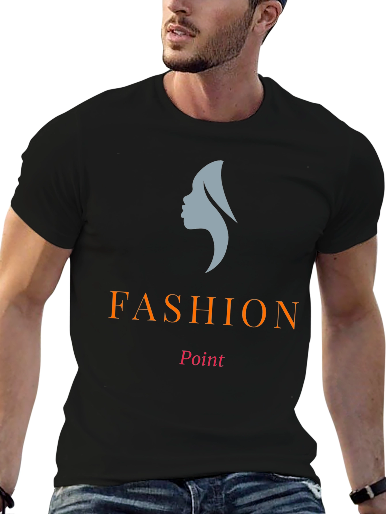 Black Fashion Point Graphic Tee - Stylish Black T-Shirt view 6