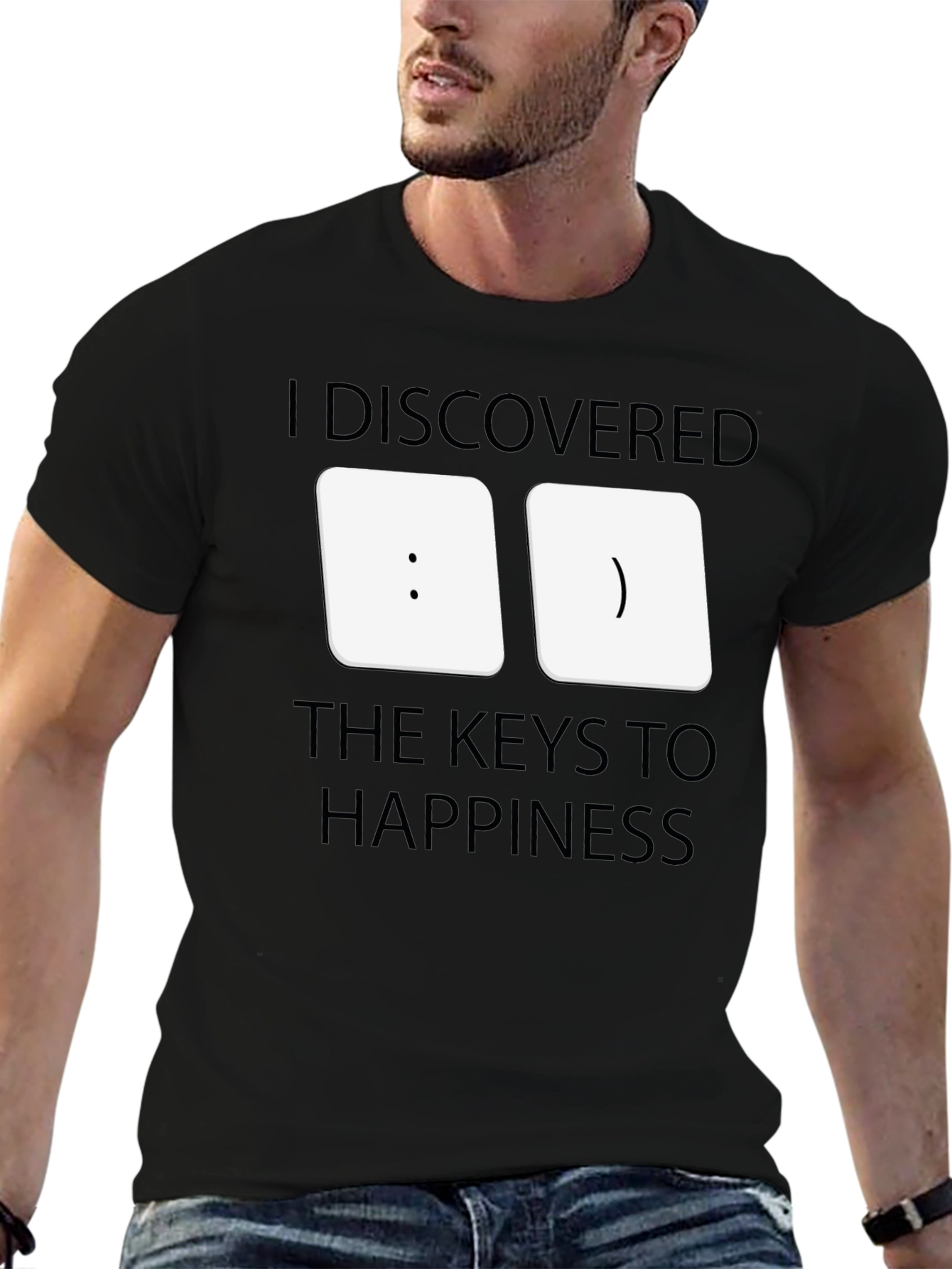Black Happiness Keys T-Shirt - Black Graphic Tee view 6