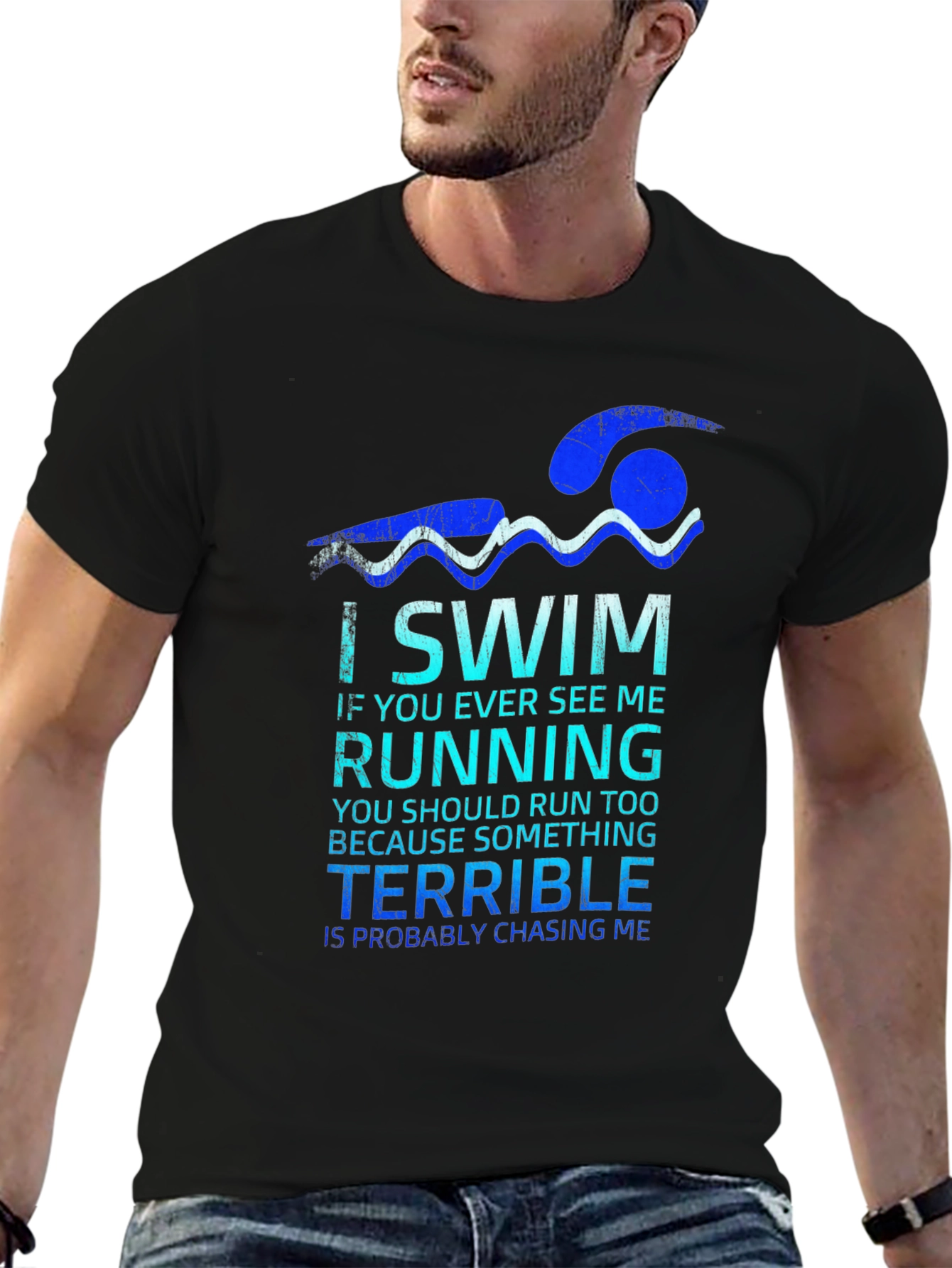 Black I Swim Terrible Chasing Me Graphic Tee view 6