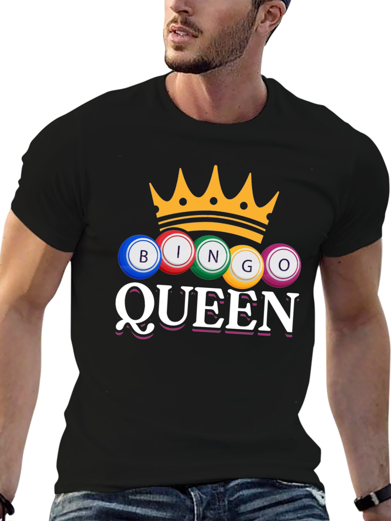 Black Bingo Queen T-Shirt Crown Game Night Tee view 6