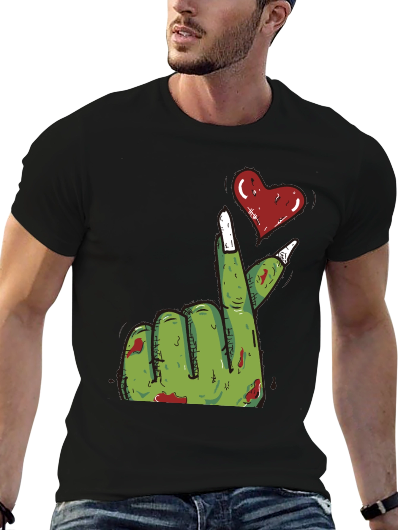 Black Zombie Love Hand T-Shirt - Black view 6