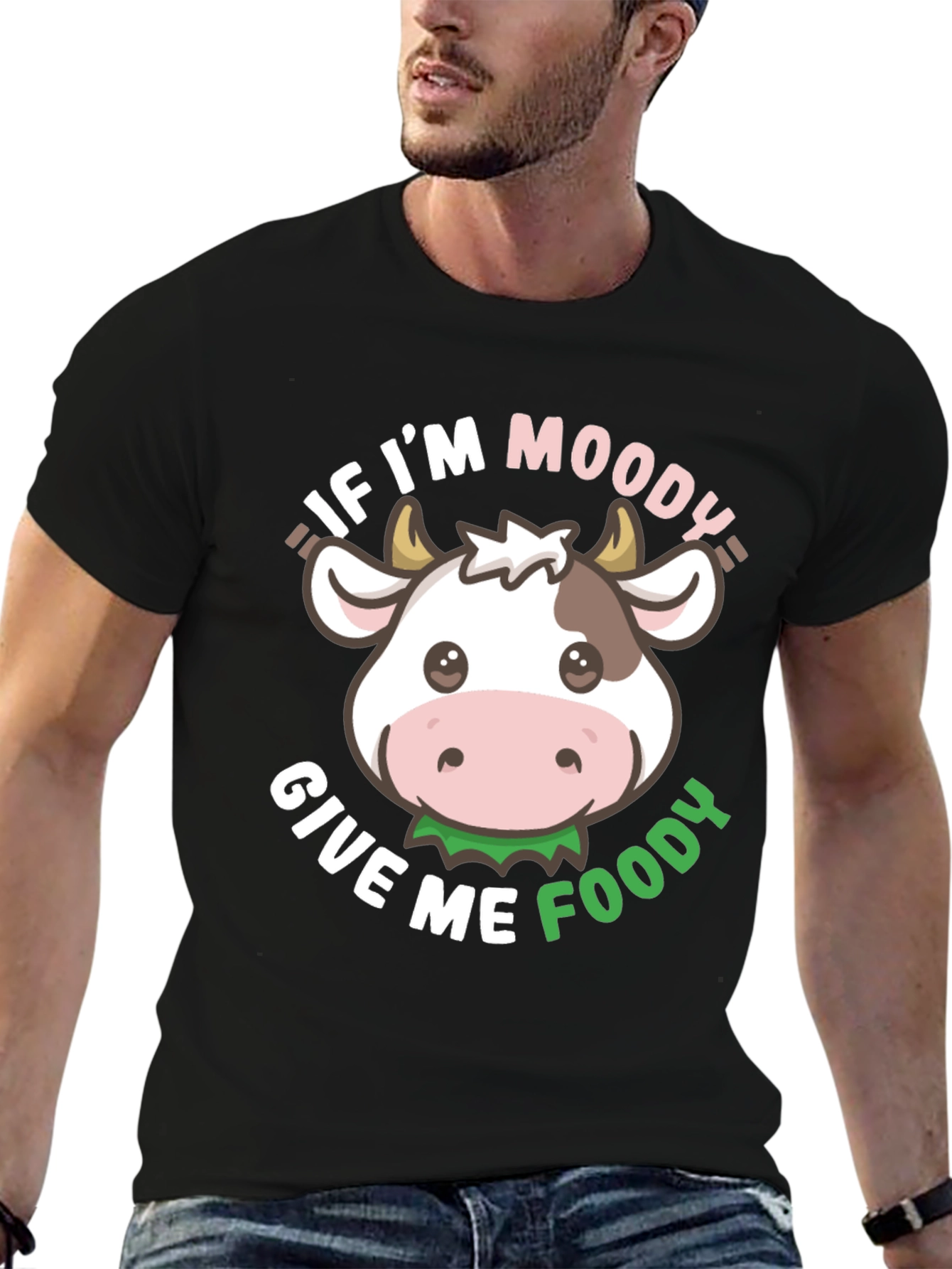 Black Moody Cow T-Shirt - Give Me Foody! view 6