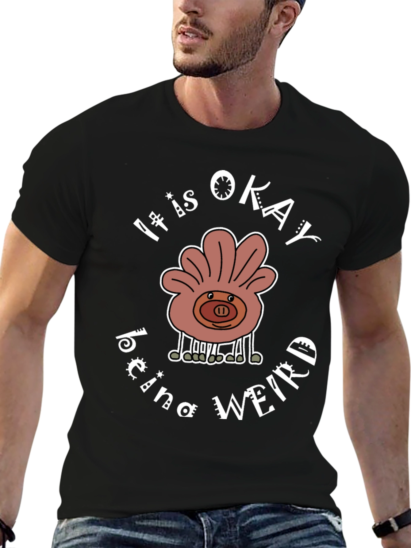 Black It Is Okay Being Weird T-Shirt view 6