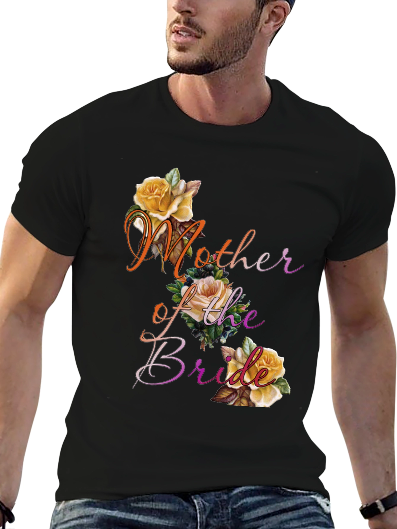 Black Mother of the Bride Floral T-Shirt view 6