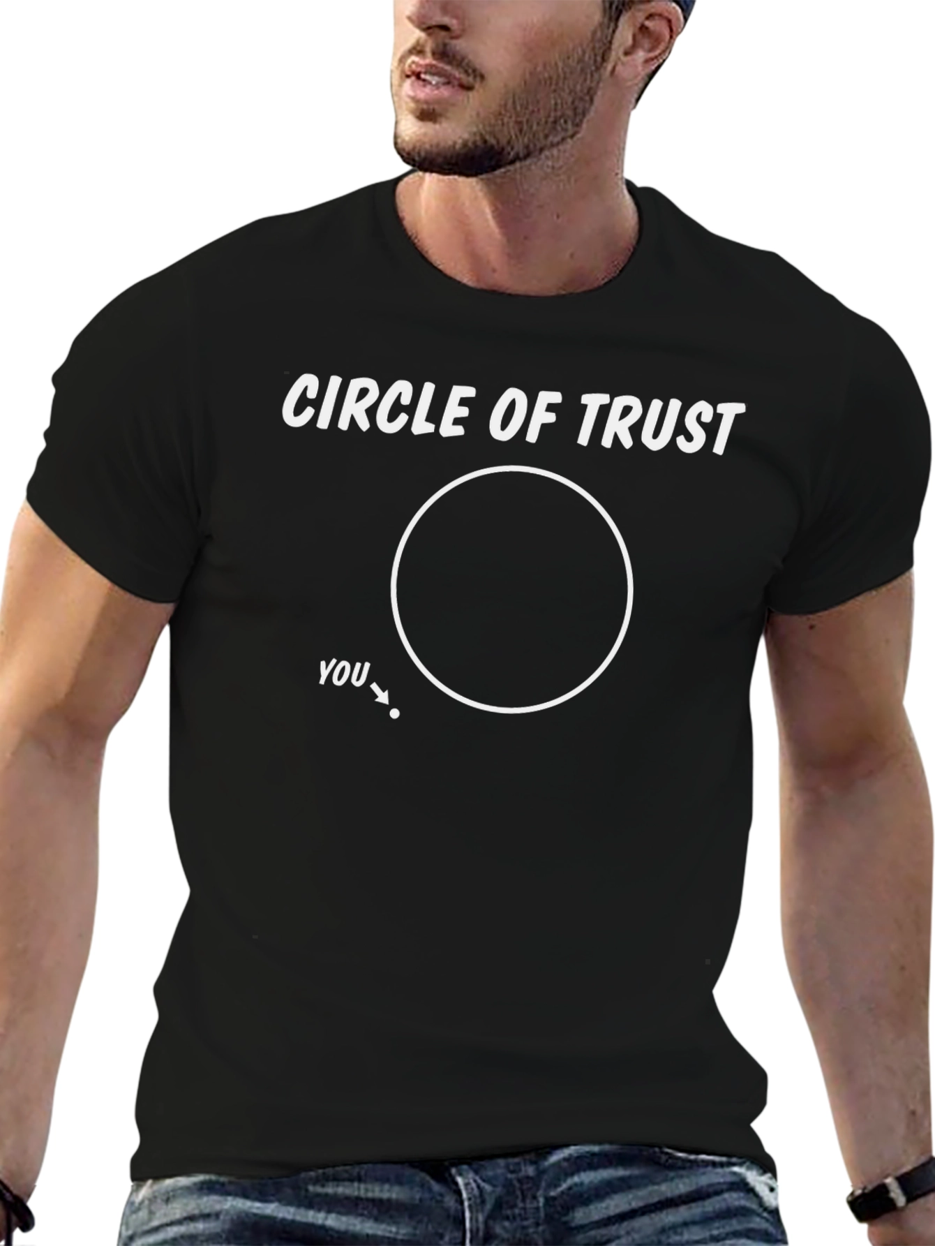 Black Circle of Trust Graphic Tee - Mens Humor T-Shirt view 6