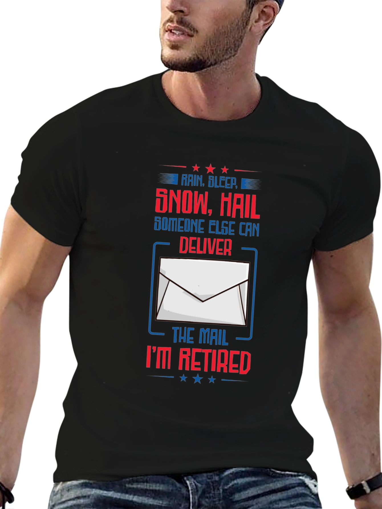Black Retired Mail Carrier T-Shirt view 6
