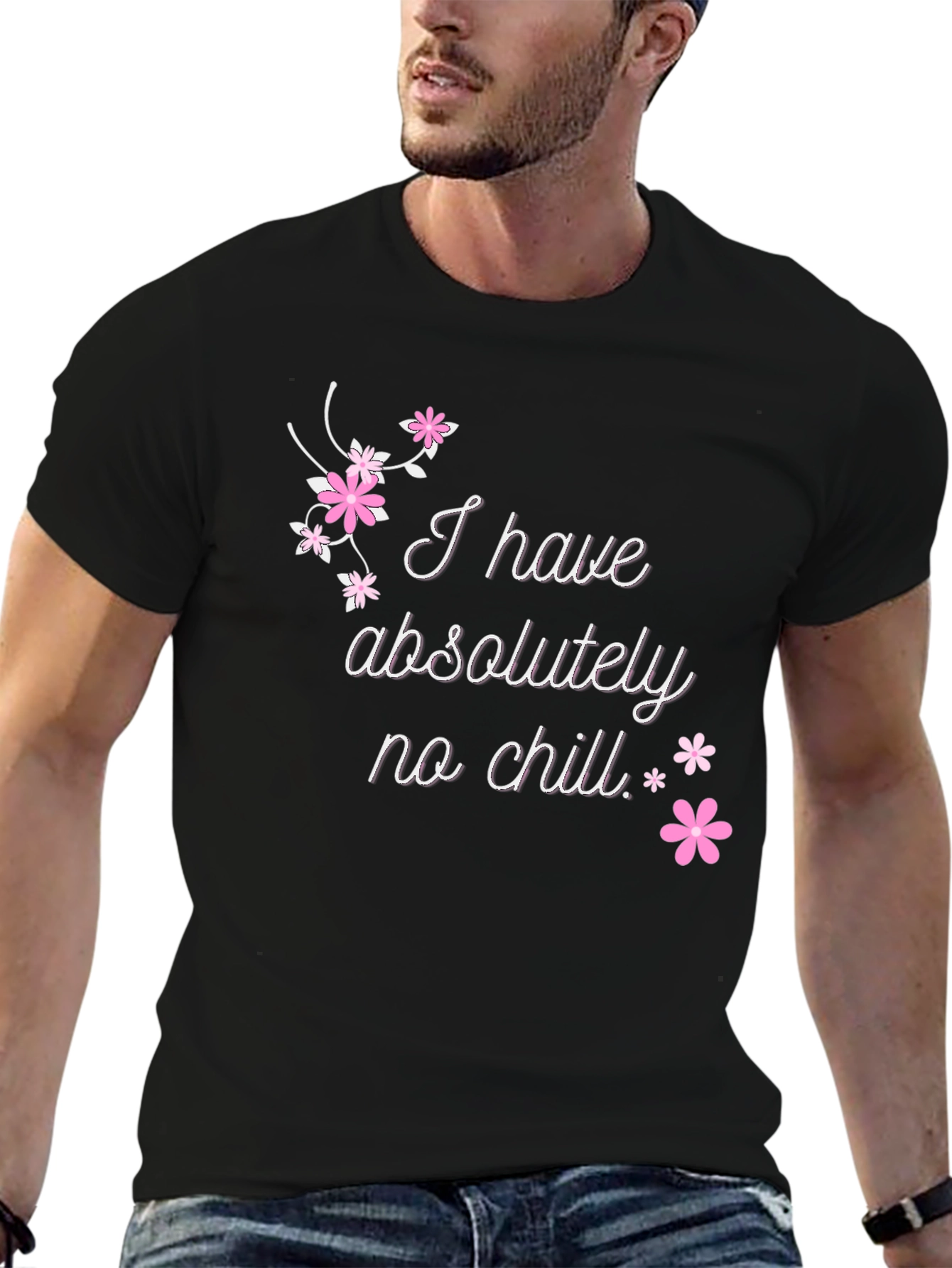 Black Funny "No Chill" Graphic Tee - Casual Black T-Shirt view 6