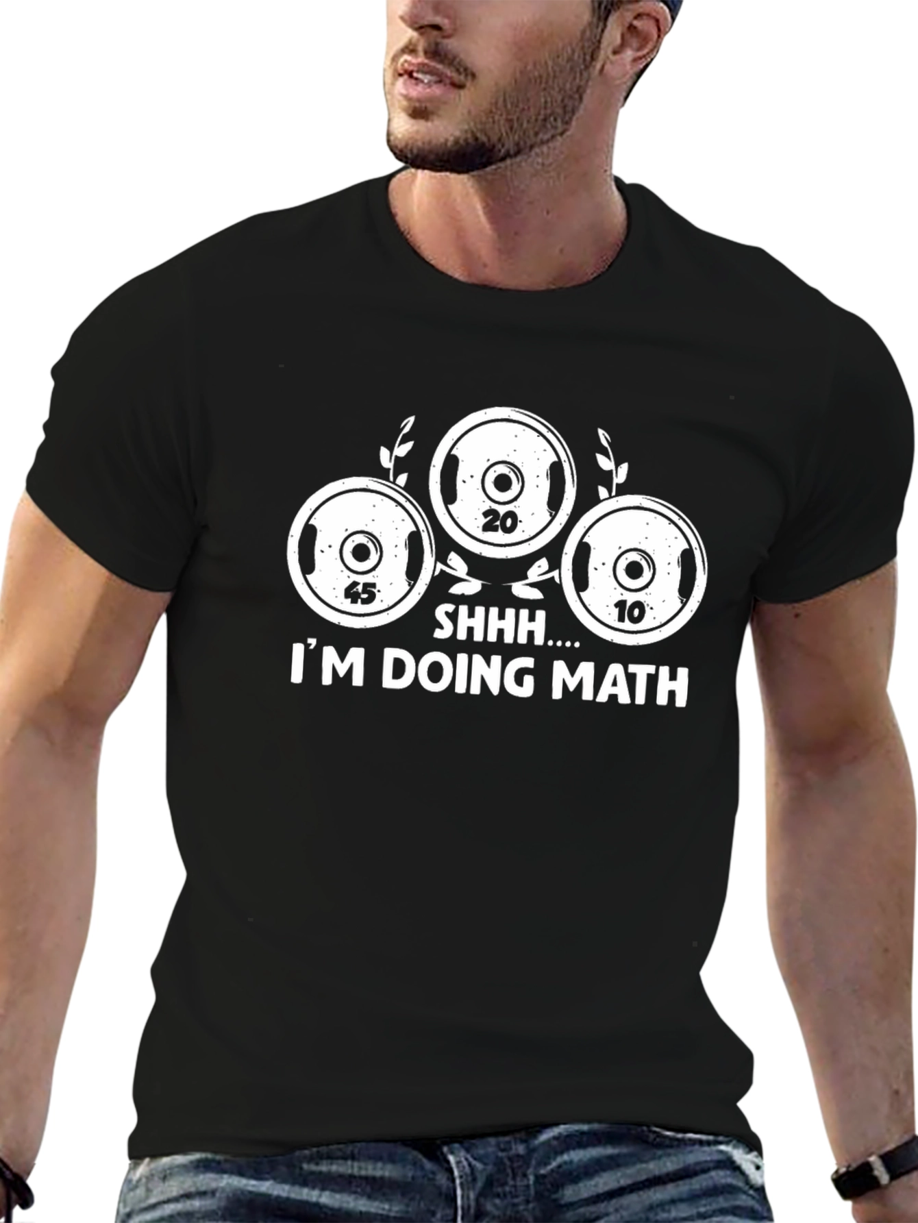 Black SHHH... I'M DOING MATH! Novelty T-Shirt view 6