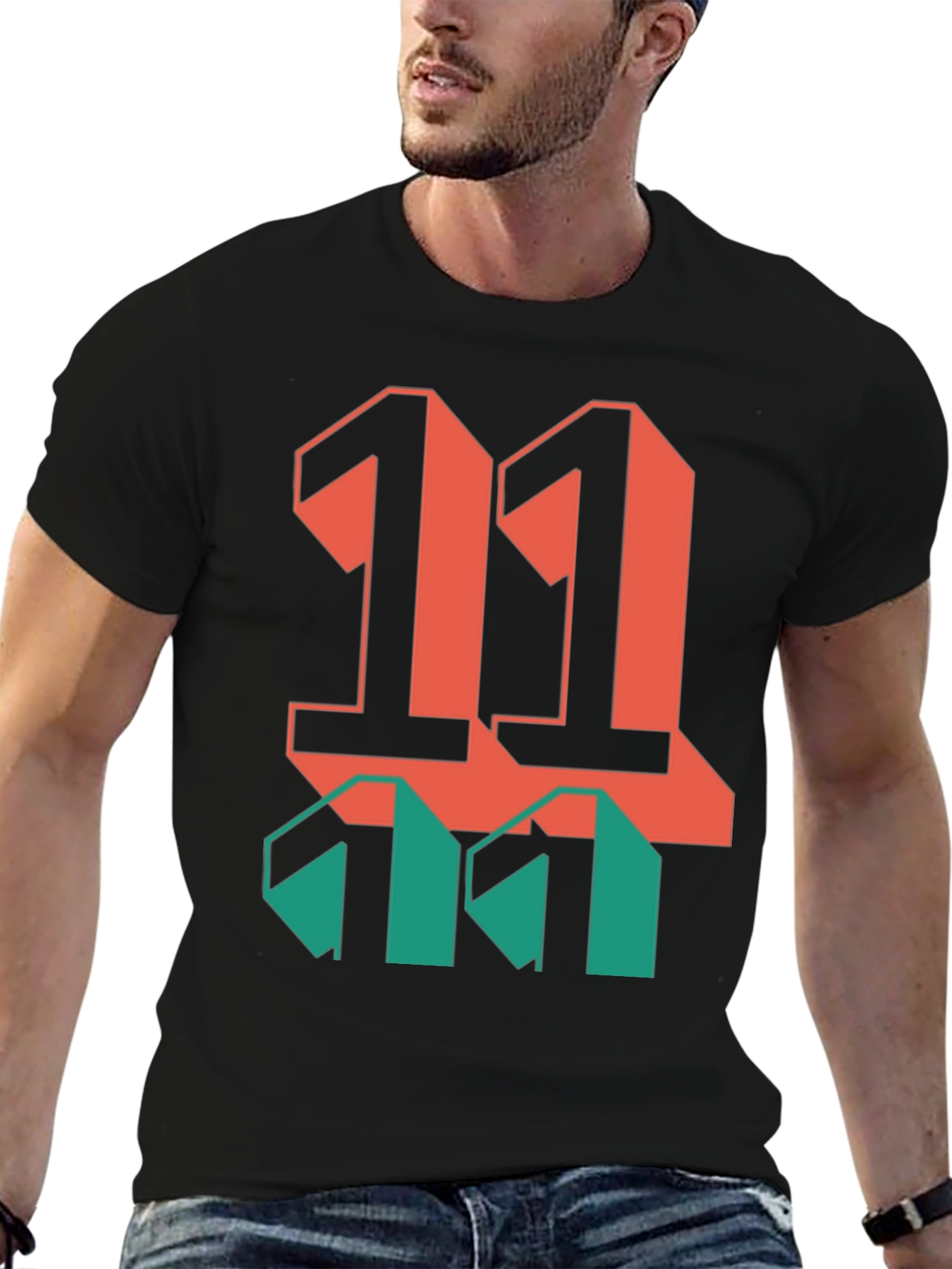 Black Bold Graphic T-Shirt: Retro 11 Design view 6