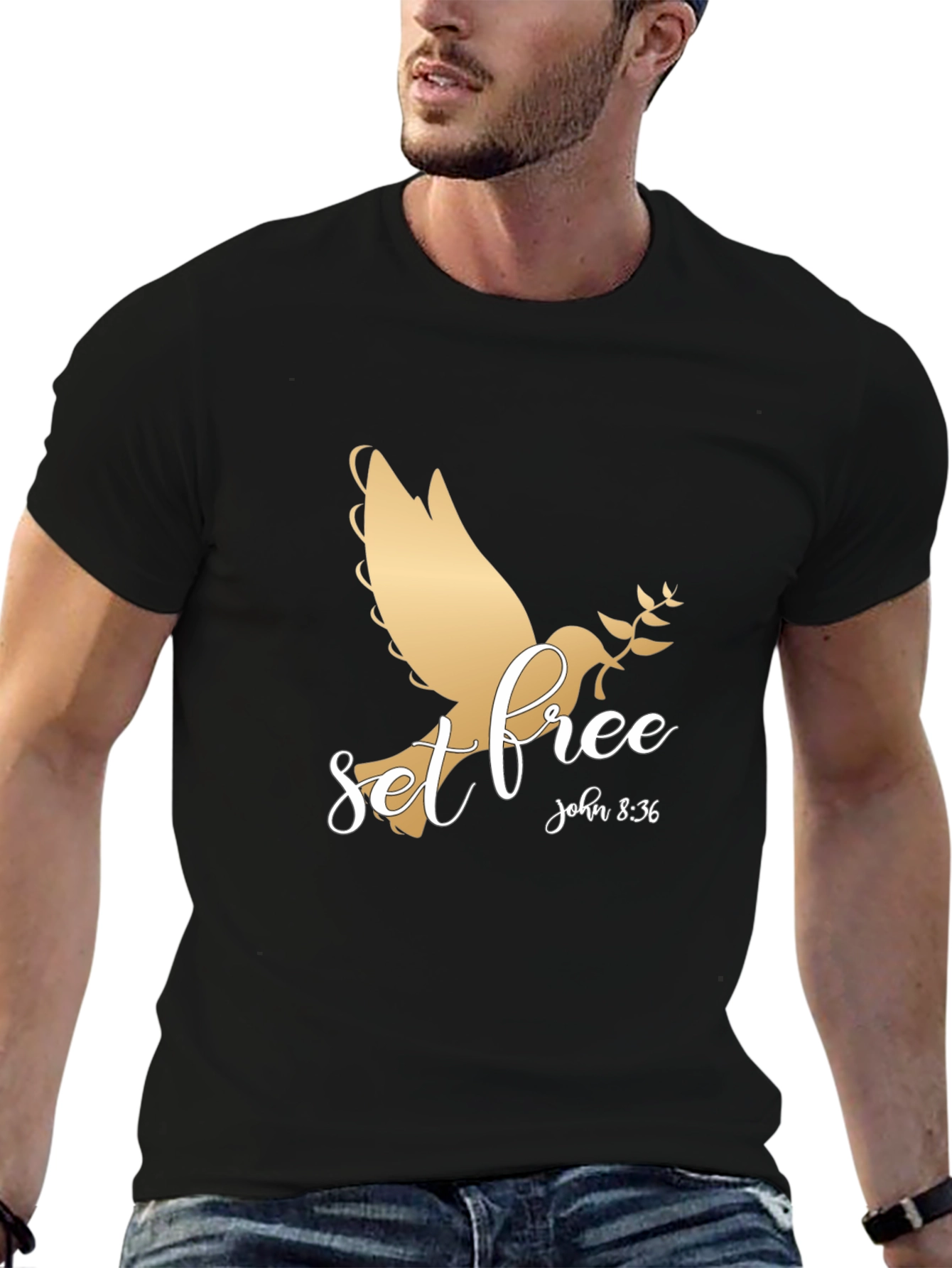 Black Set Free Graphic T-Shirt - Christian Apparel view 6