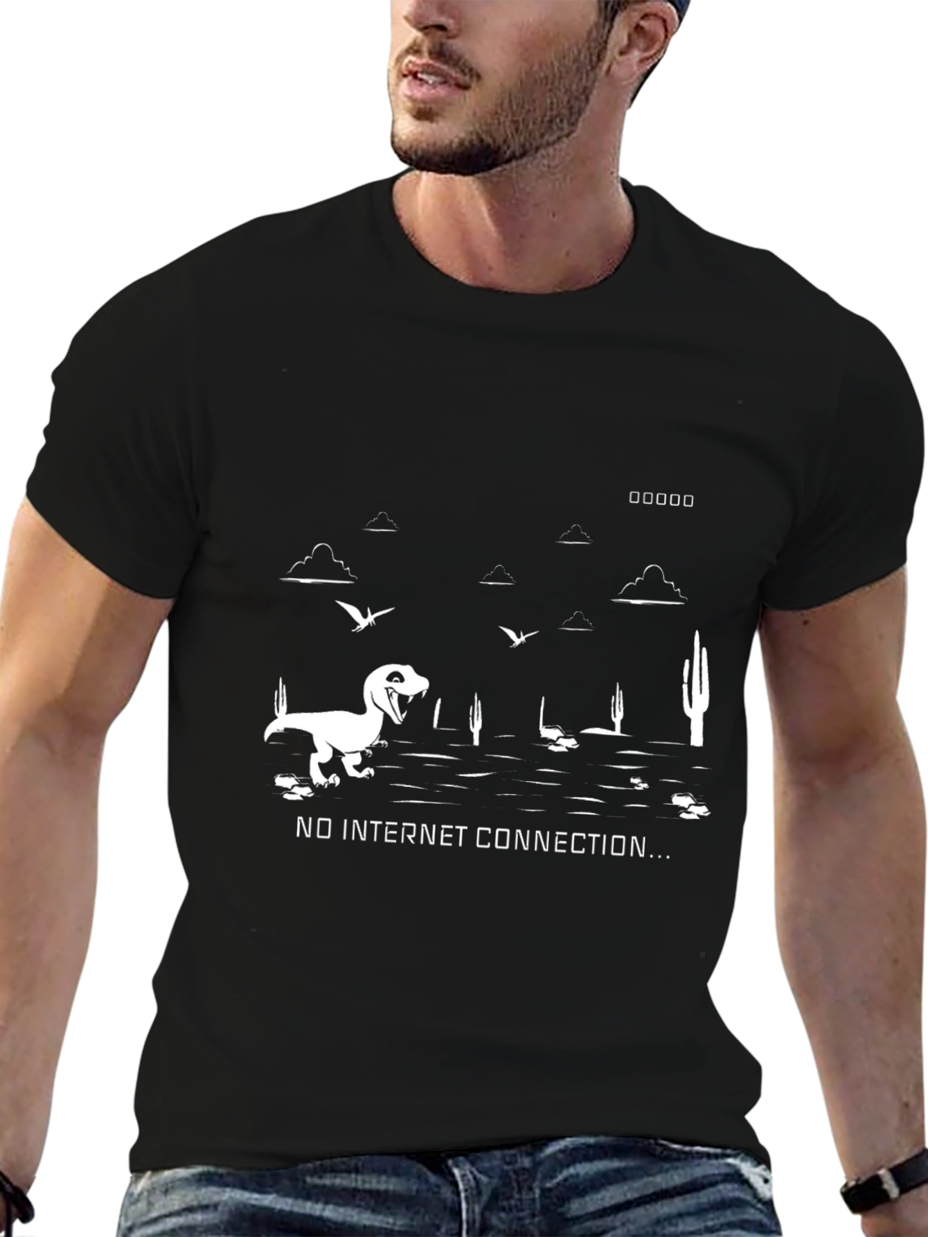 Black No Internet Connection T-Shirt view 6