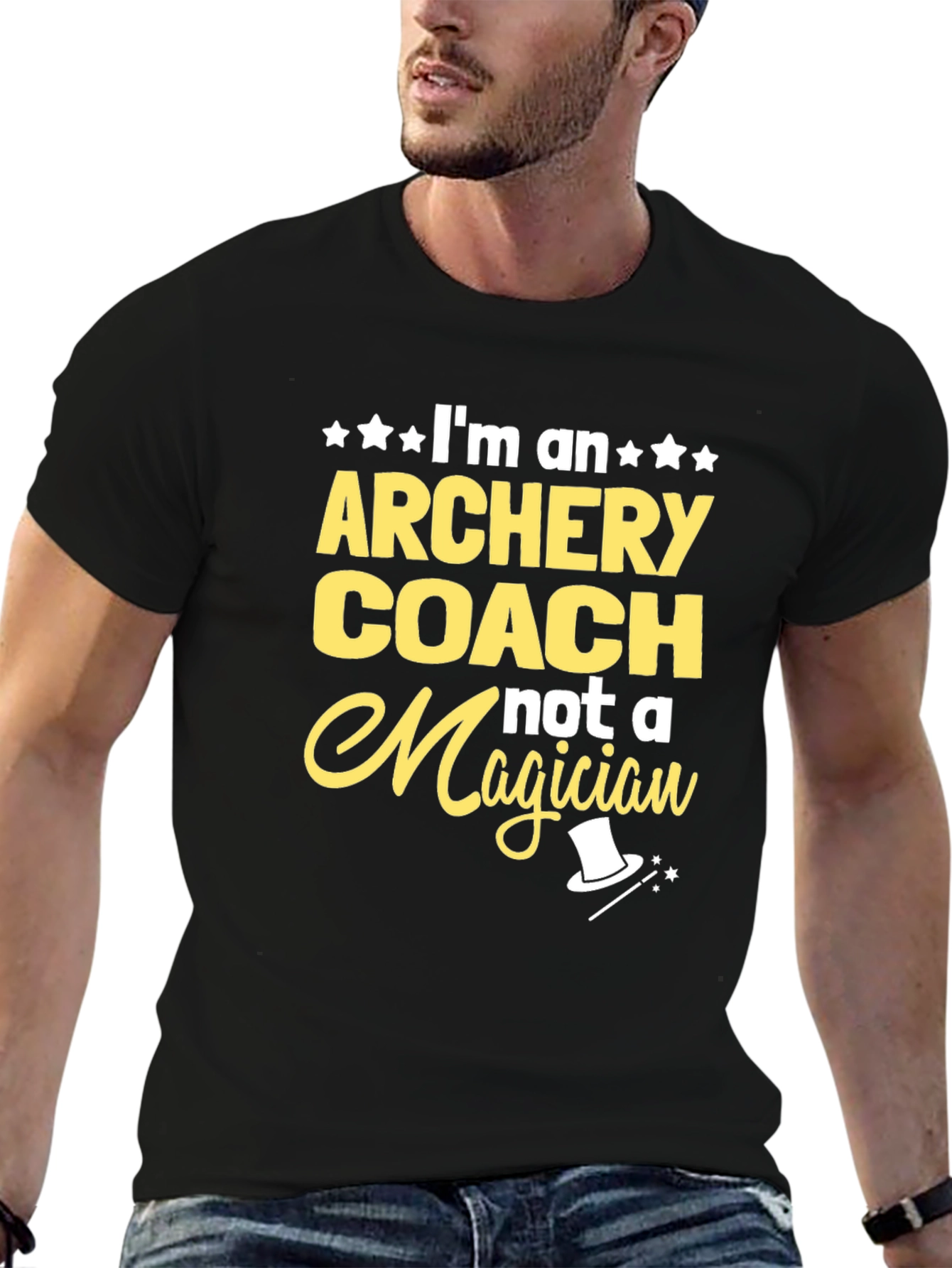 Black Archery Coach T-Shirt - Not A Magician Fun Tee view 6