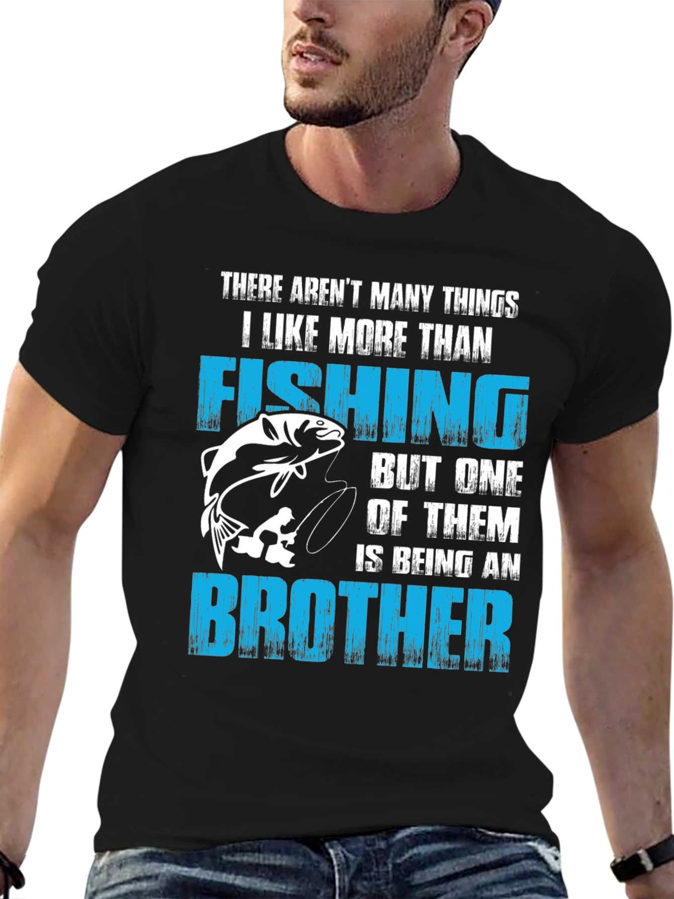 Black Fishing Brother T-Shirt - Men's Graphic Tee view 6