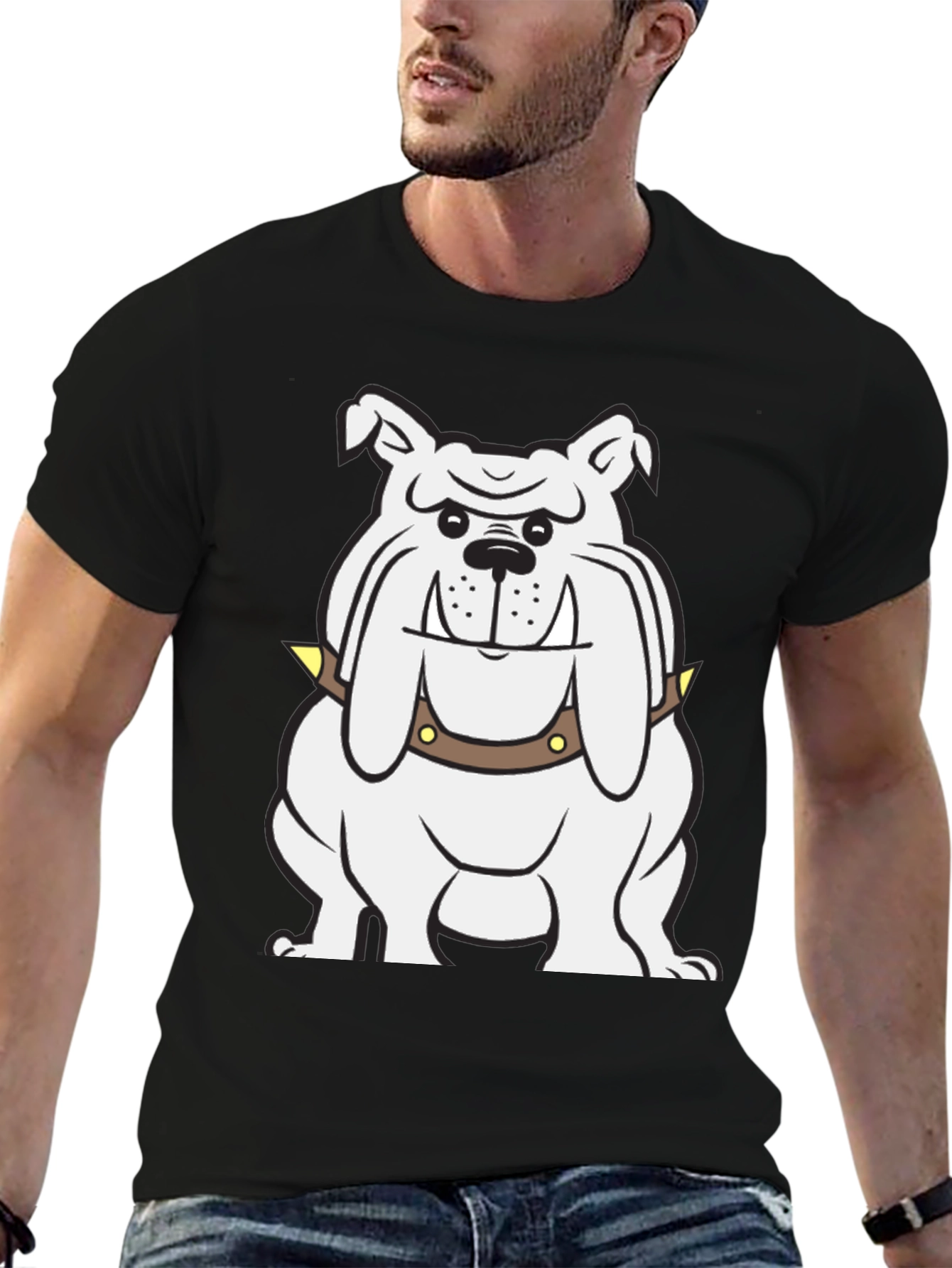Black Bulldog Graphic Tee - Cool & Casual Black T-Shirt view 6